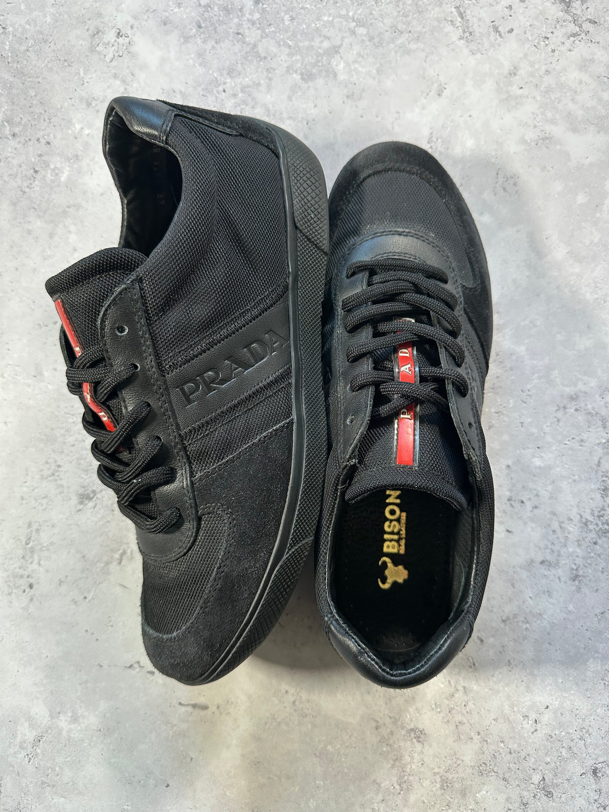 Prada Linea Rossa 2000s Leather & Nylon Sneakers in Black (UK9-9.5/EU43/US10-10.5)