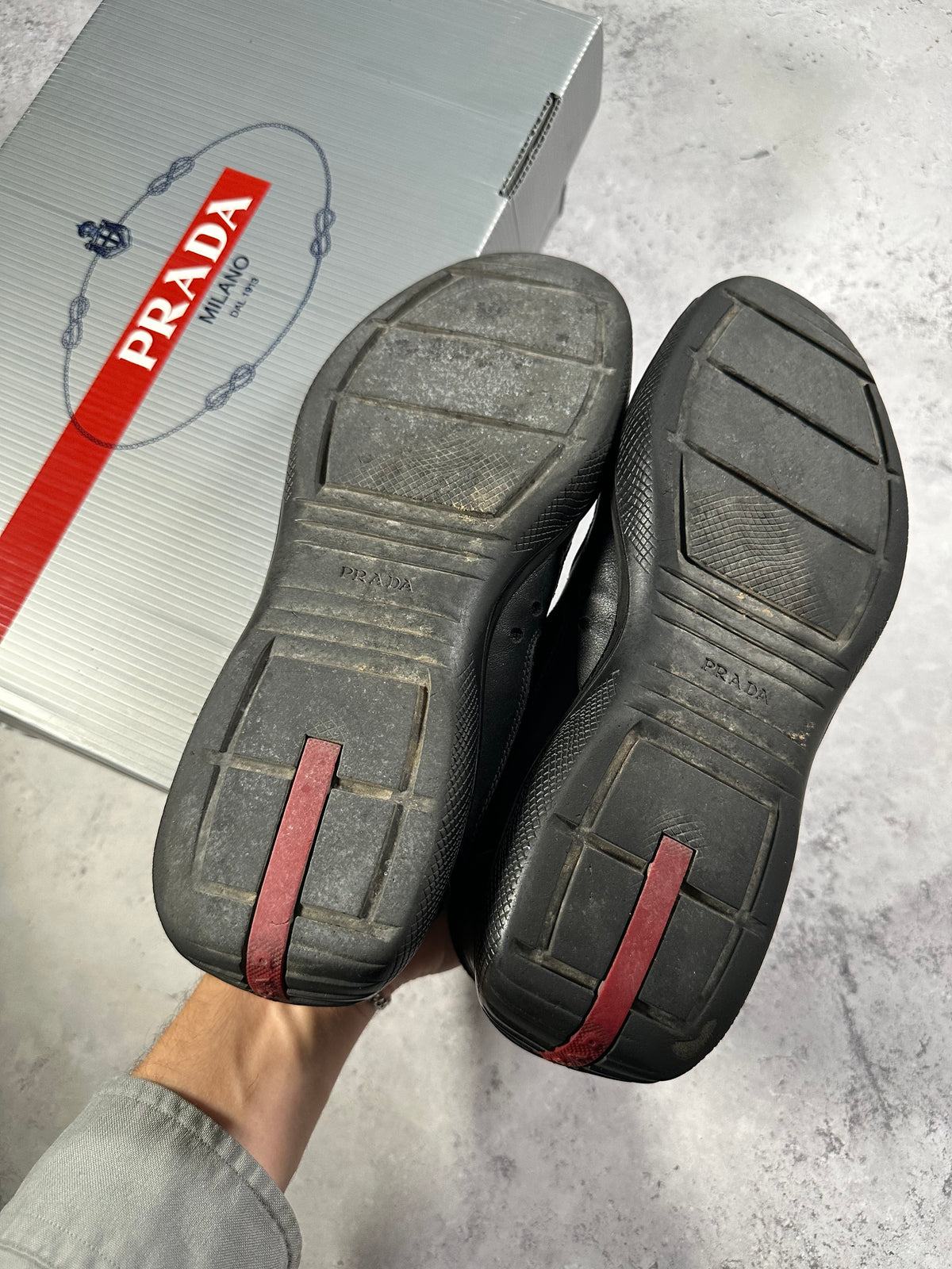 Prada Linea Rossa America’s Cup Sneakers in Black (fits UK8/EU42/ US9. Insole measures 27.5cm)