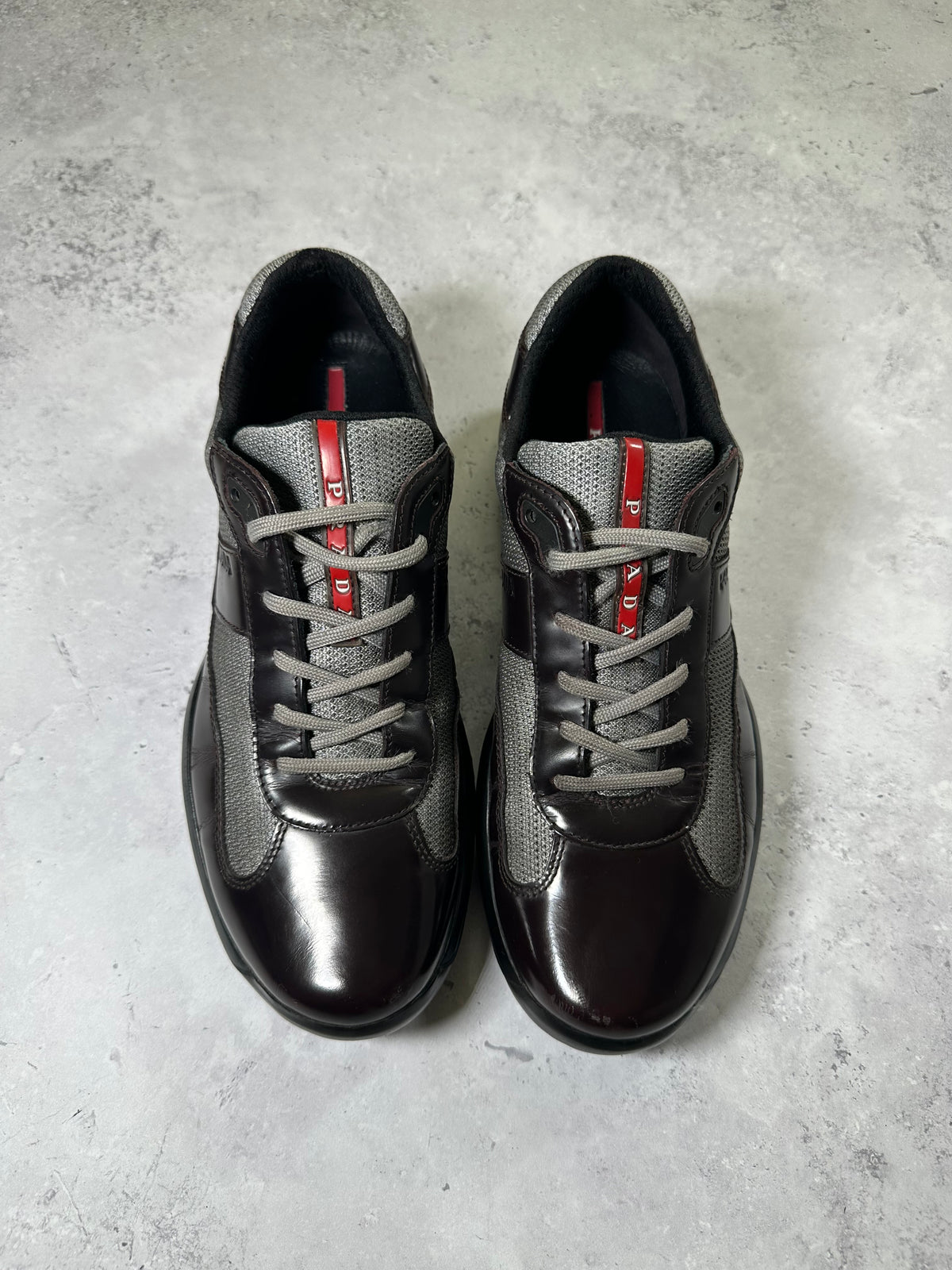 Prada Linea Rossa America’s Cup Sneakers in Patent Dark Brown (UK9-9.5/EU43-44/ US10-11)