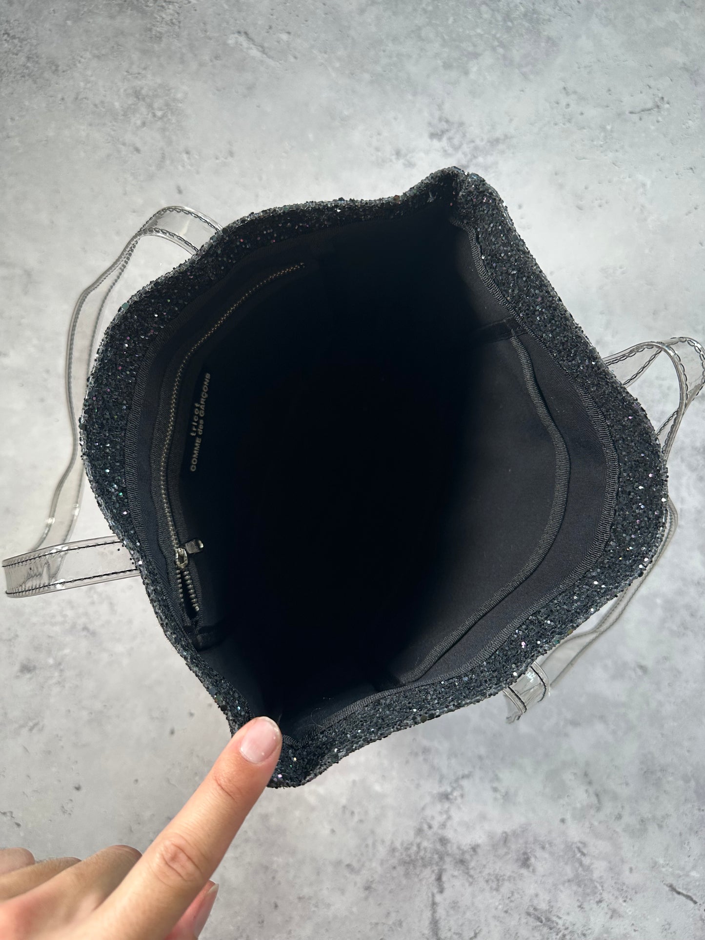Comme Des Garçons Tricot 2010s Glitter PVC Strap Tote Bag