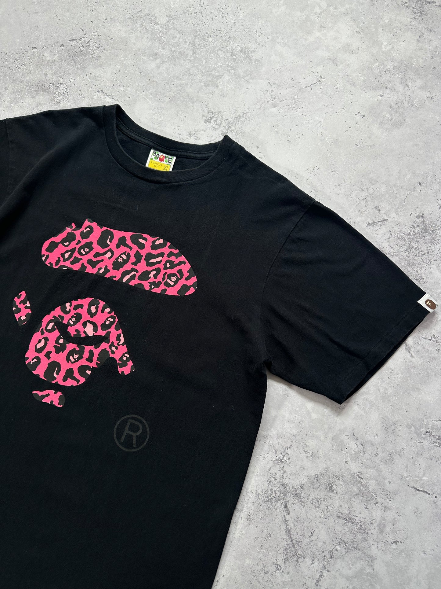 A Bathing Ape Bape 2012 Pink Leopard Camo Big Ape Head T-Shirt (XL)