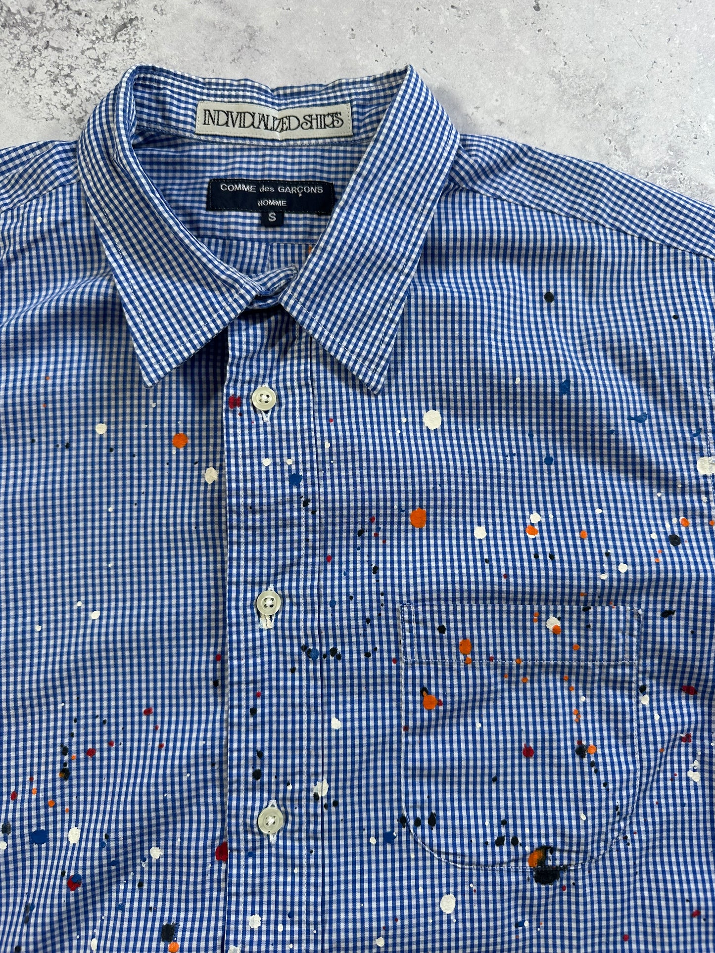 Comme des Garçons Homme x Individualized Shirts AD2014 Paint Splatter Gingham Shirt (S/M)