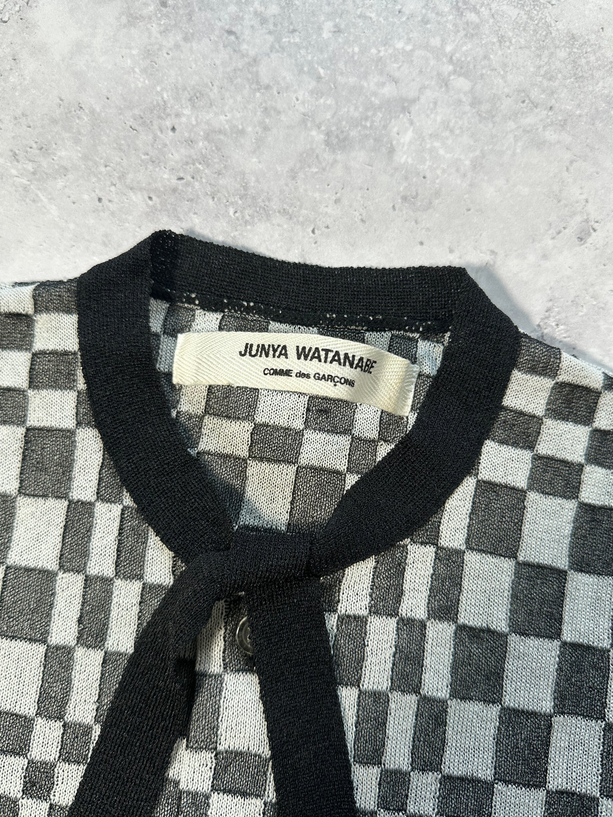 Junya Watanabe Comme des Garçons AD2000 Checkered Knit Cardigan Tshirt