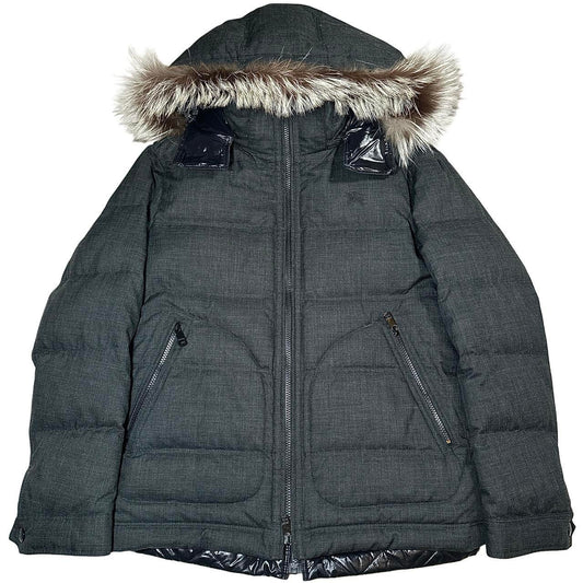 00’s Burberry Black Label Fur Hood Down Puffer Jacket (L fits M)