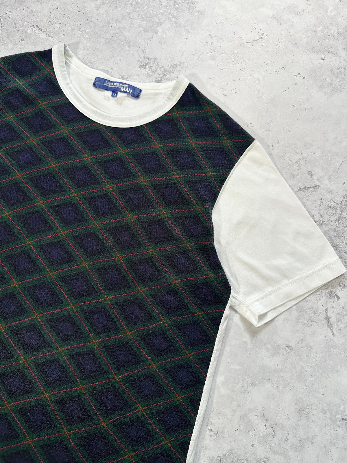 Junya Watanabe MAN Comme des Garçons AD2014 Plaid Panel Check Tshirt (M)