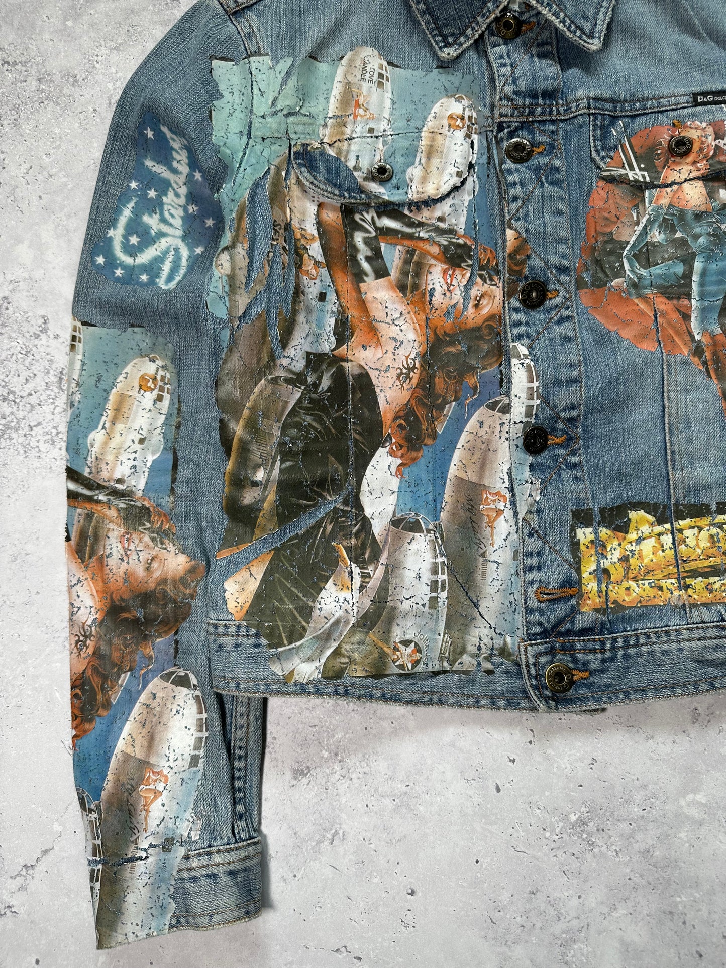 D&G Dolce & Gabbana 2002 Painted Denim Jacket