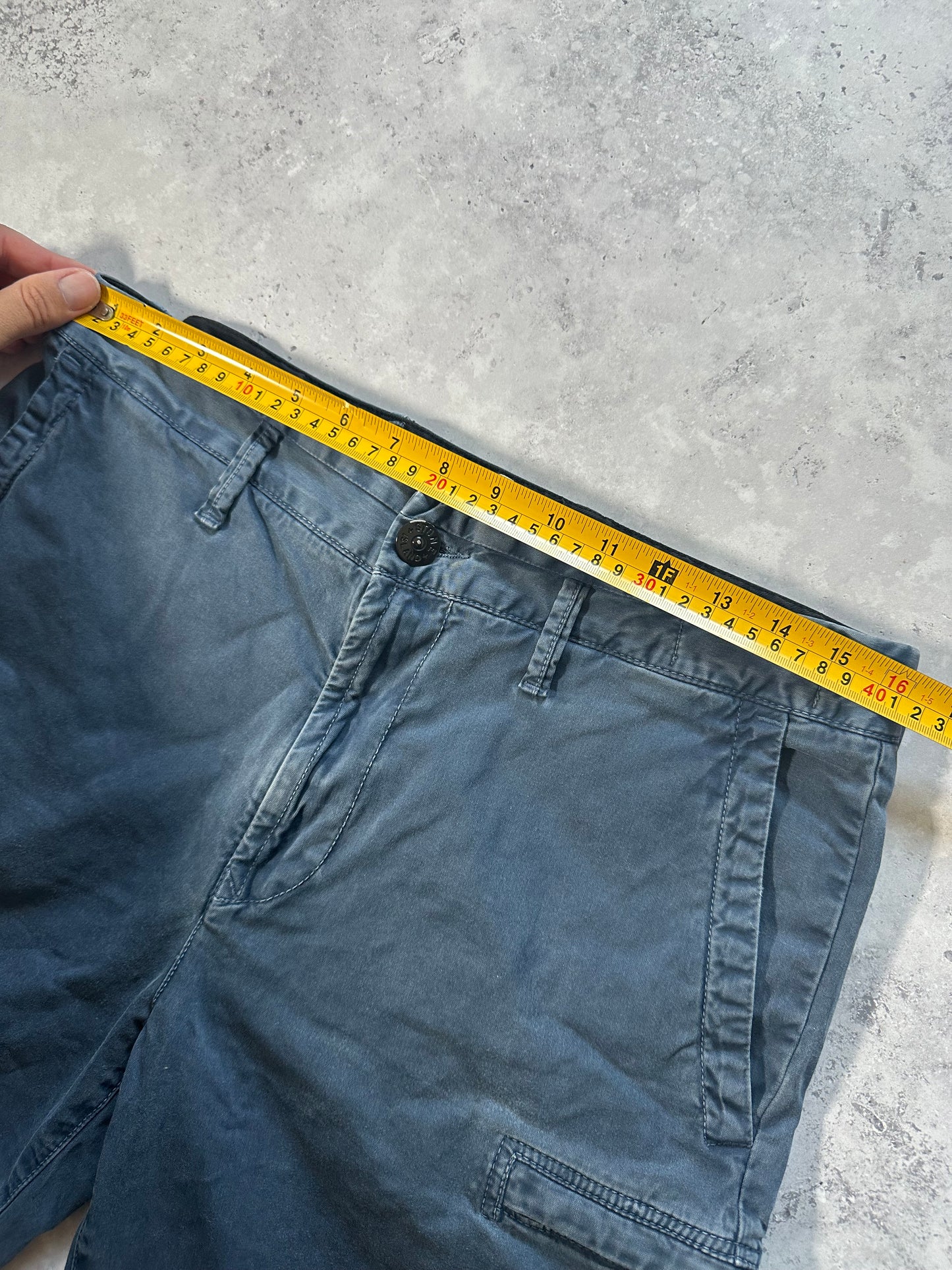 Stone Island Cargo Cotton Canvas Shorts in Blue (W31-32)