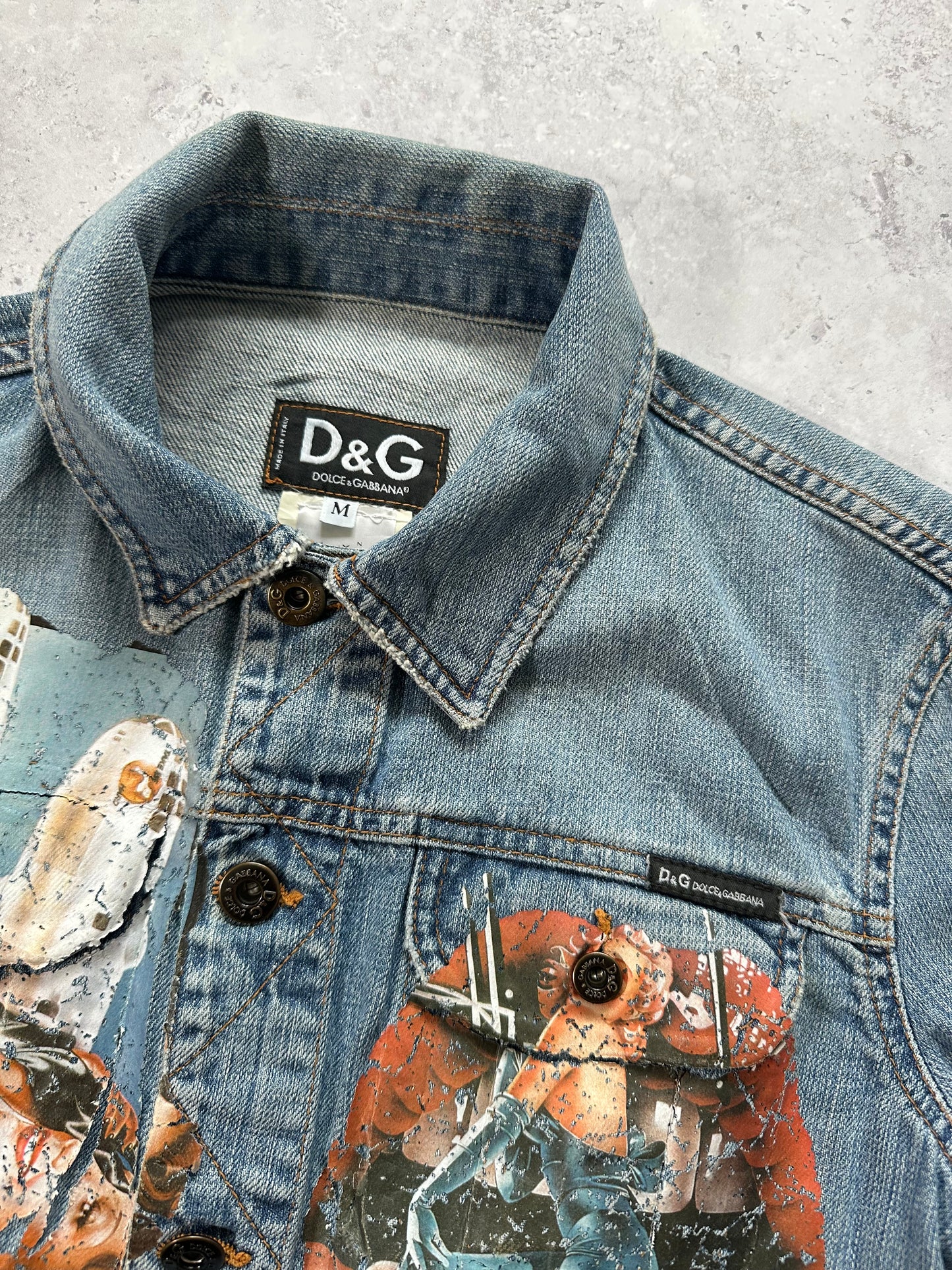 D&G Dolce & Gabbana 2002 Painted Denim Jacket