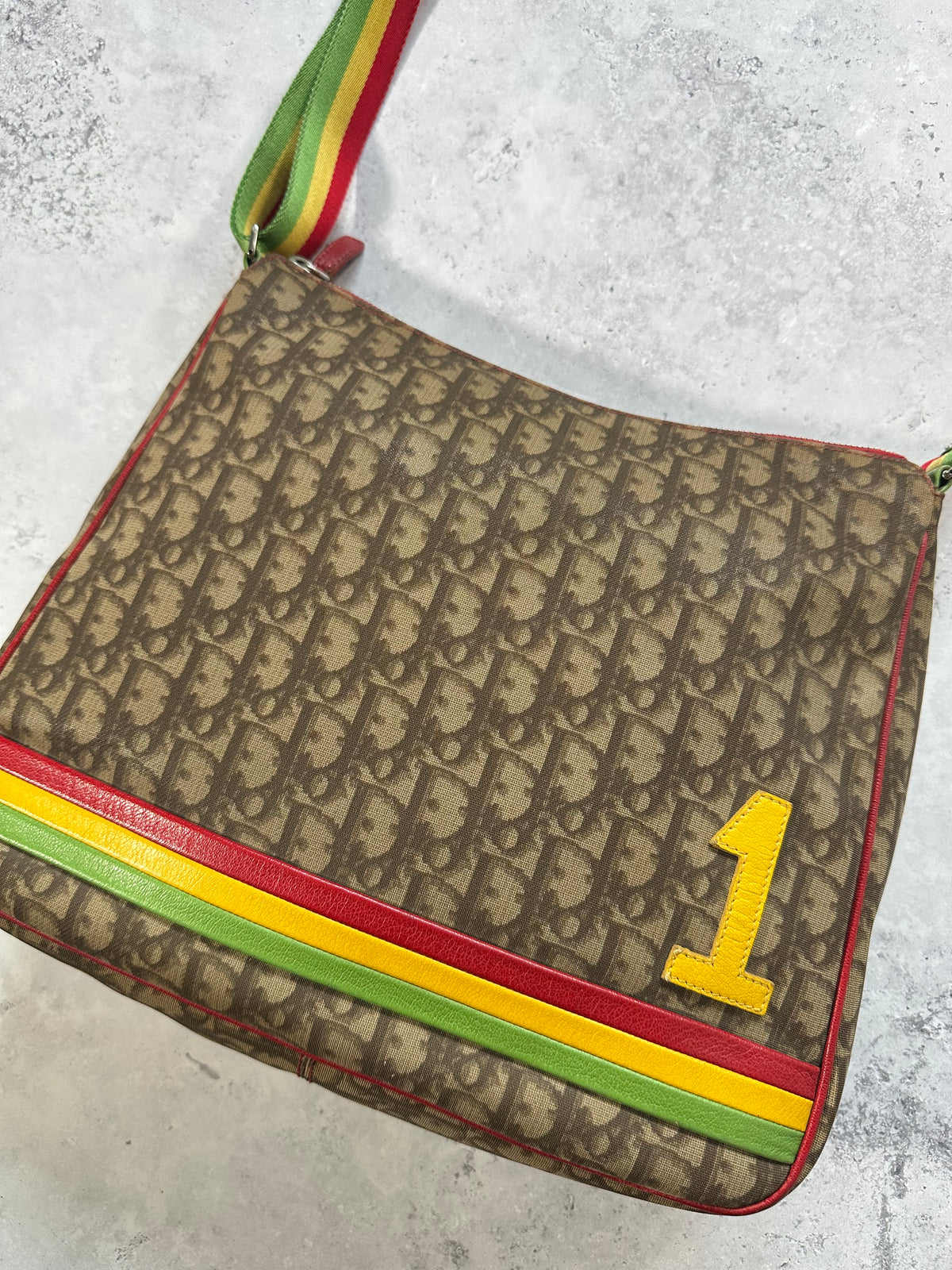 Christian Dior 2004 Rasta Trotter Monogram Messenger Bag by John Galliano