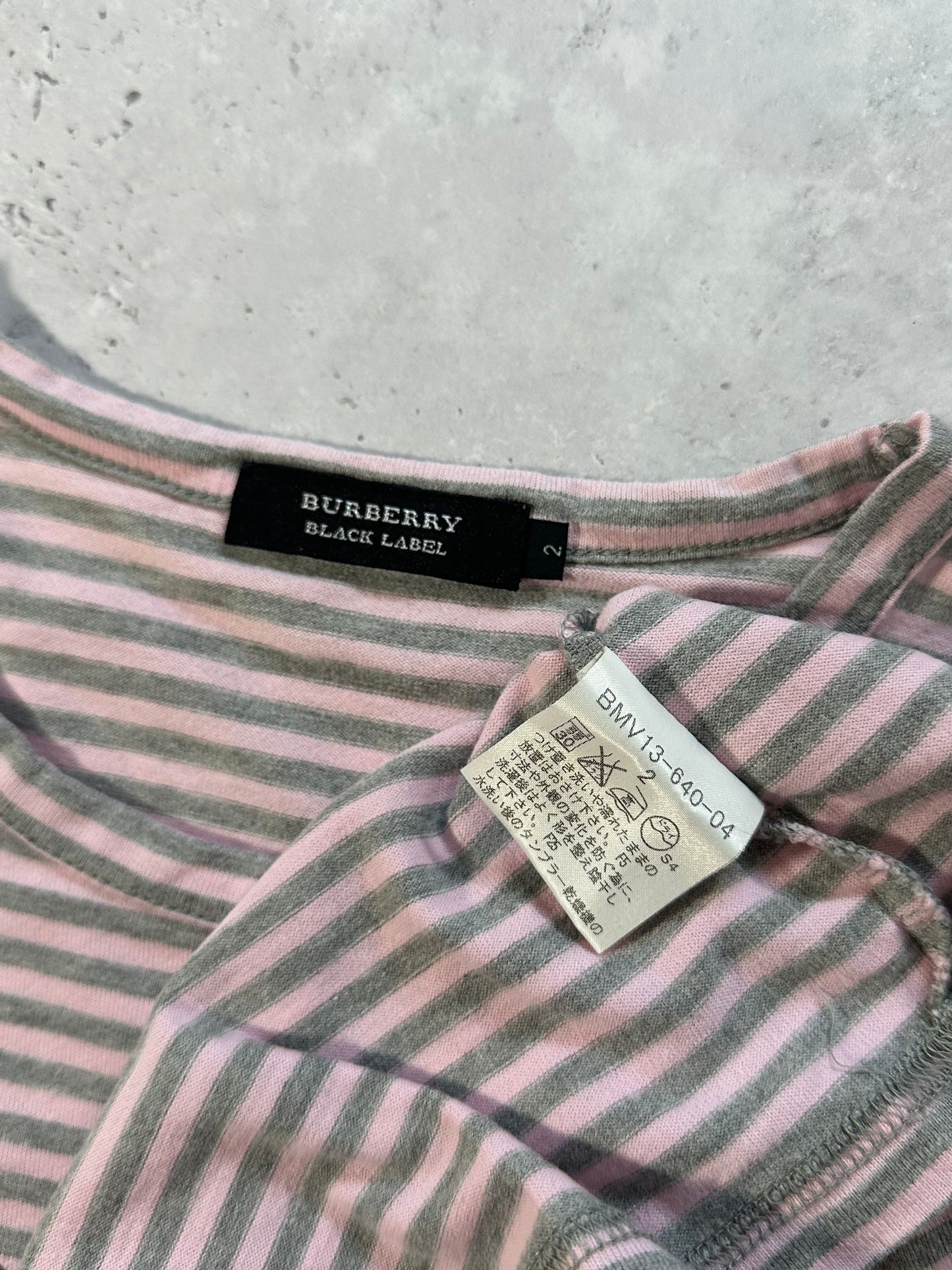 Burberry Black Label Striped Spell Out Tshirt