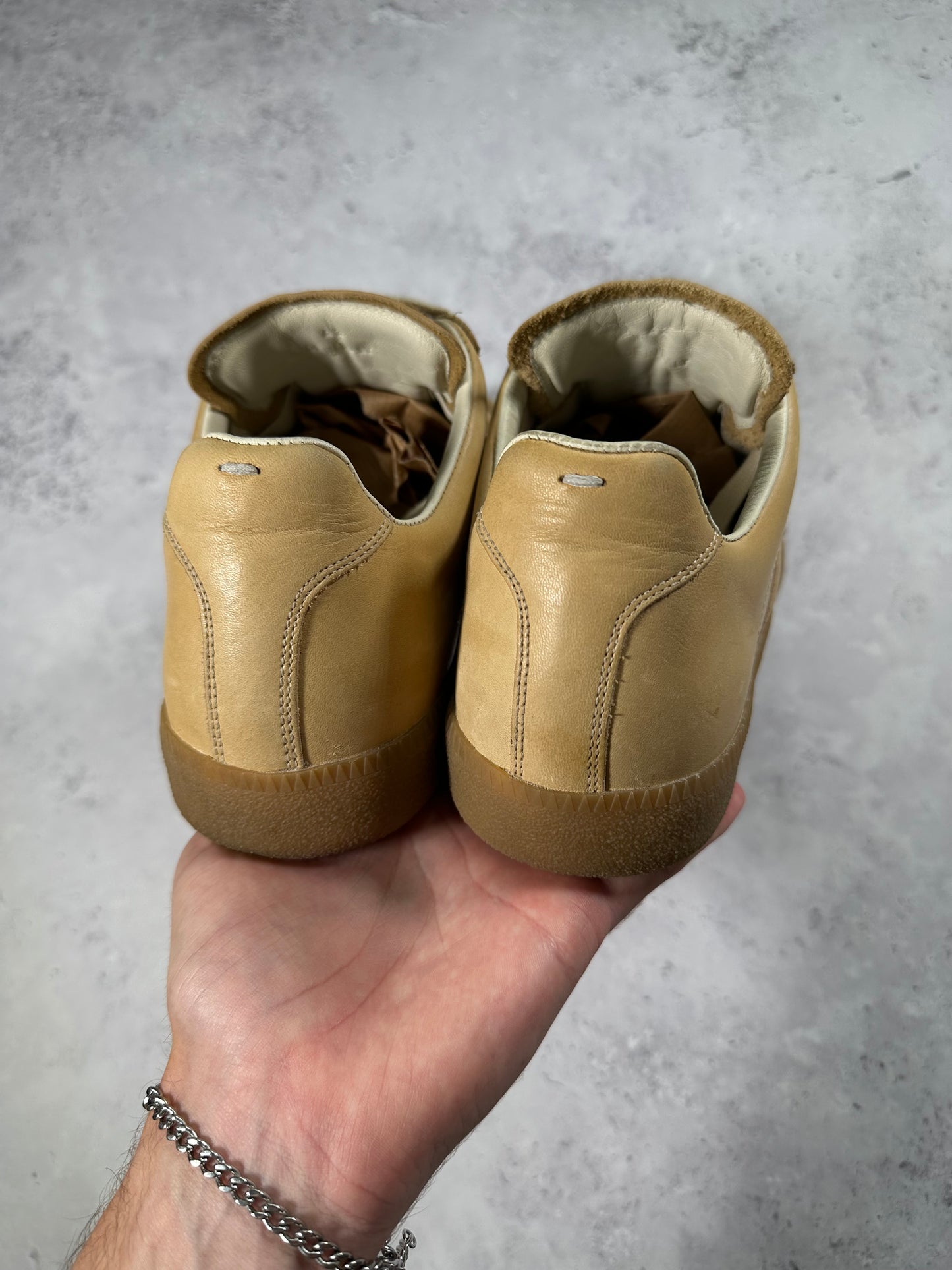 Maison Margiela GAT Natural Tan Leather Low Sneakers EU43