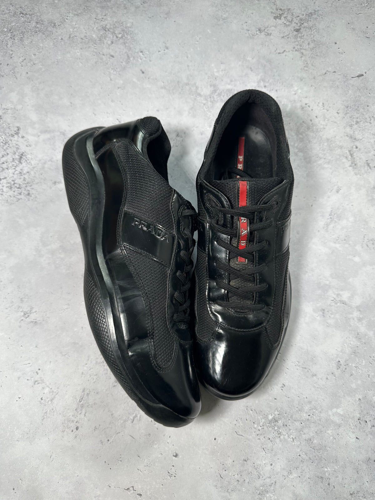 Prada Linea Rossa America’s Cup Sneakers in Patent Black (fits UK11/EU45/ US12)