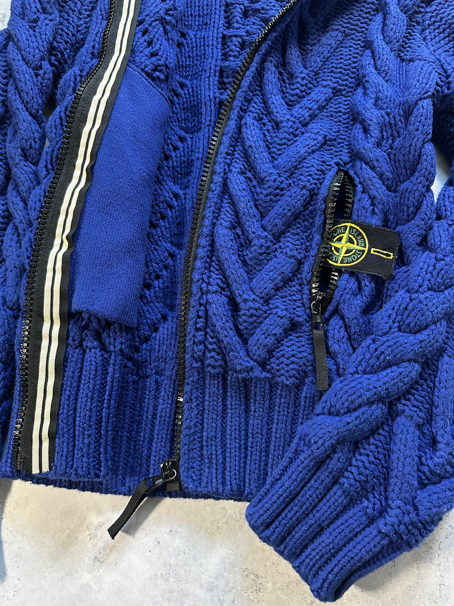 Stone Island 2008 President Cable Knit Zip Jacket (L fits M)