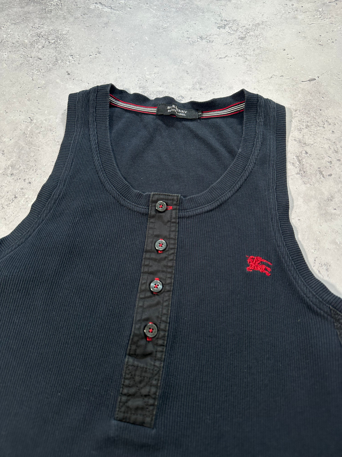 Burberry Black Label 2008 Ribbed Cotton Henley Tank Top / Vest (S)