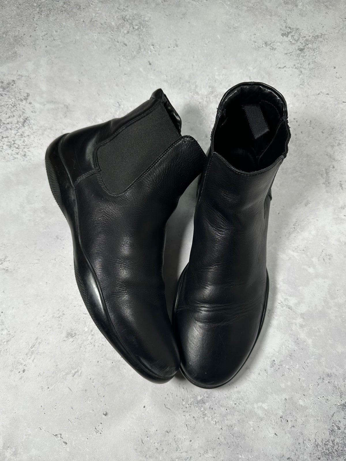 Prada Linea Rossa Leather Chelsea Boots in Black (UK9/EU43/US10)