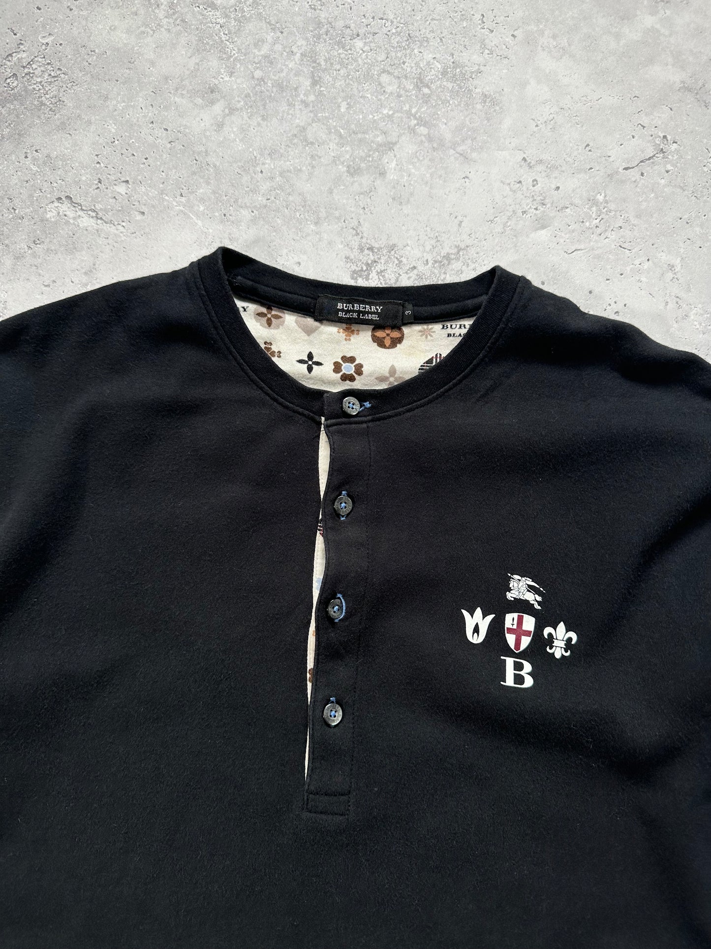 Burberry Black Label 2009 England Crest Longsleeve Henley T-shirt (M)