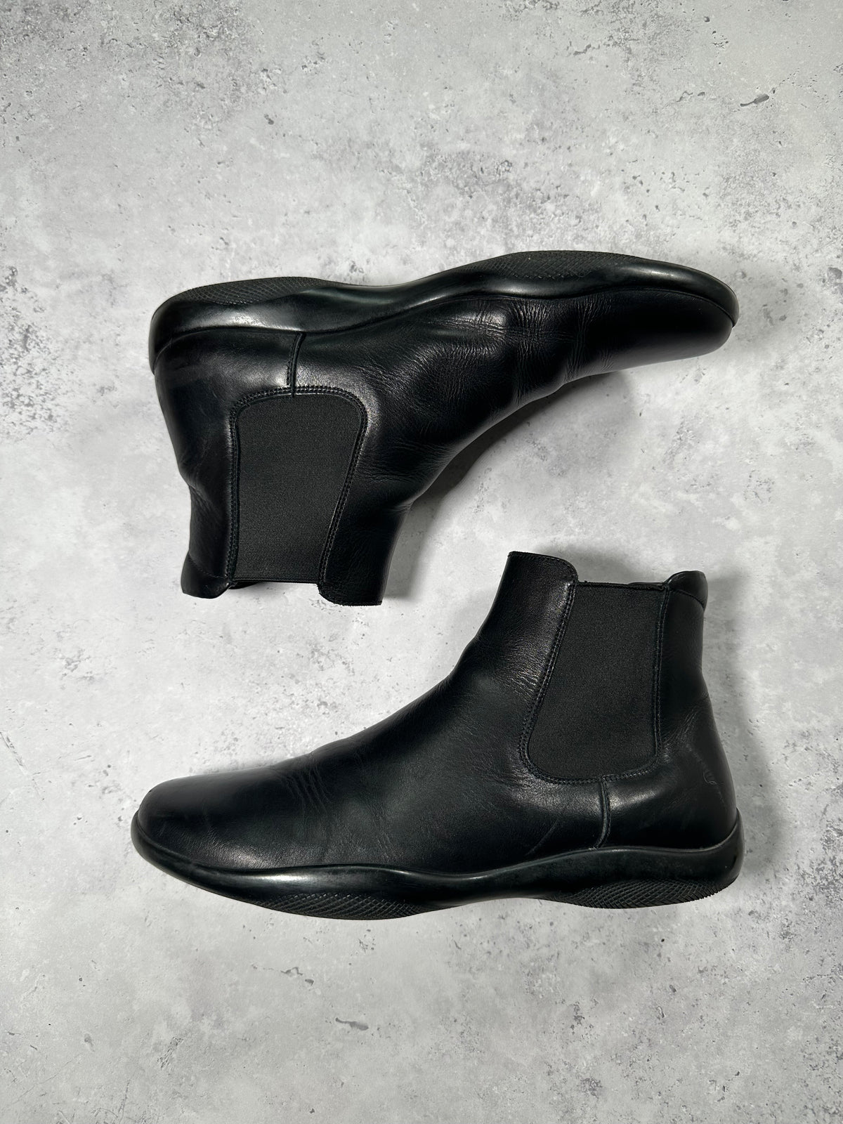 Prada Linea Rossa Leather Chelsea Boots in Black (UK9/EU43/US10)