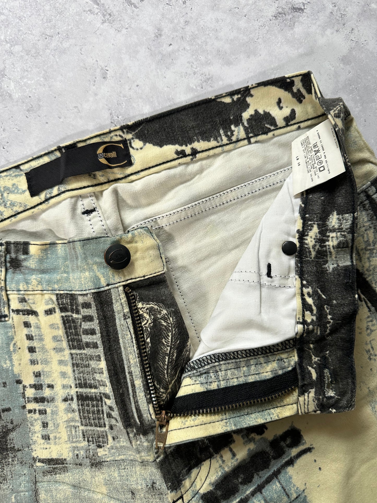 Roberto Cavalli 2004 ‘New York City’ Print Bootcut Jean