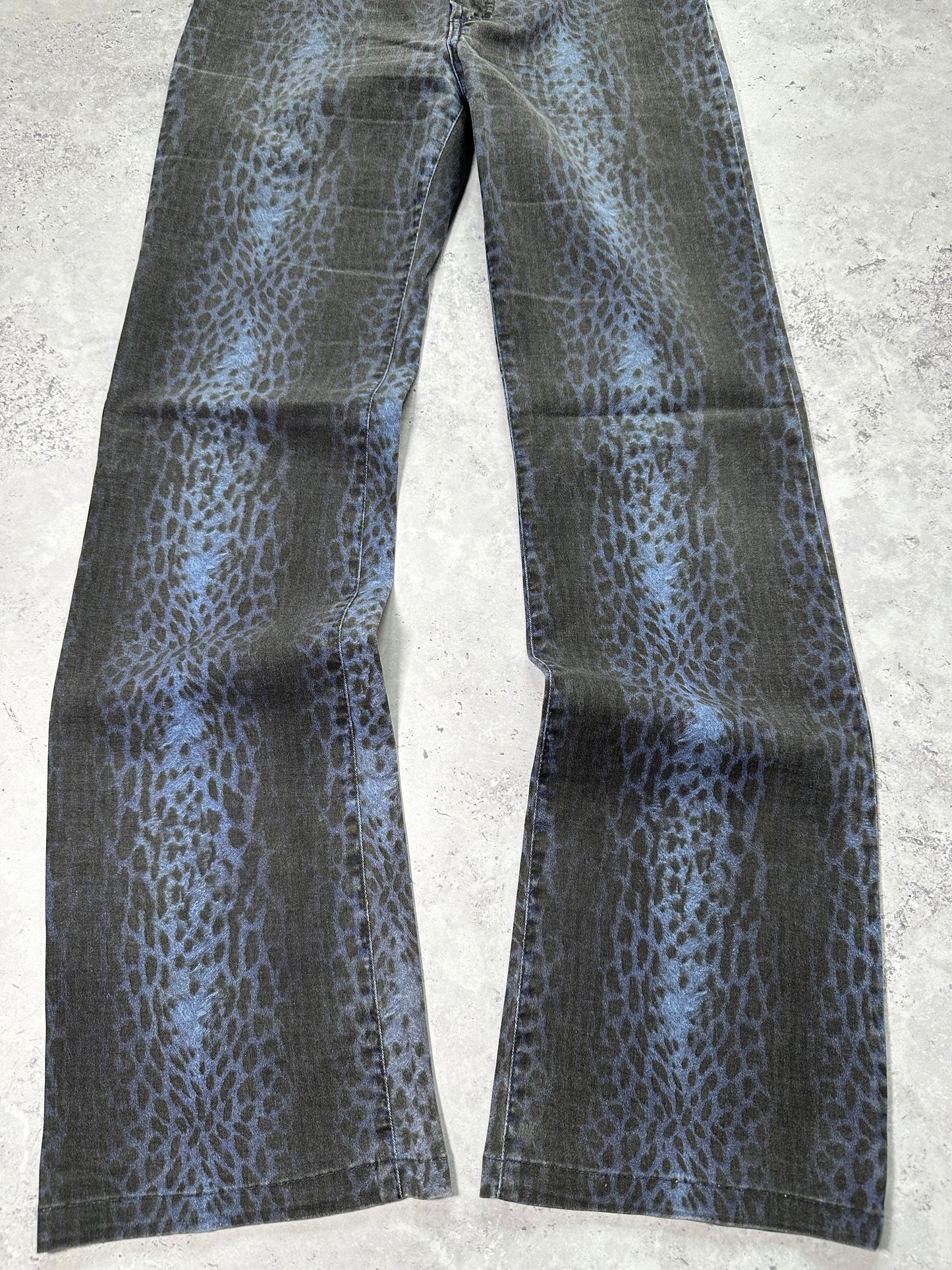 Roberto Cavalli 2003 Animal Print Straight Leg Jeans