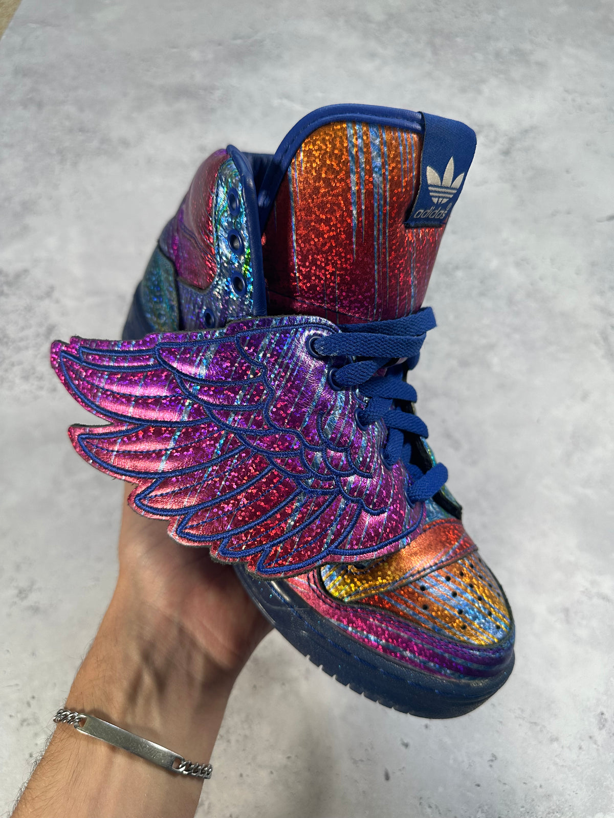 Adidas x Jeremy Scott 2012 JS Wings Iridescent Rainbow Foil Sneakers