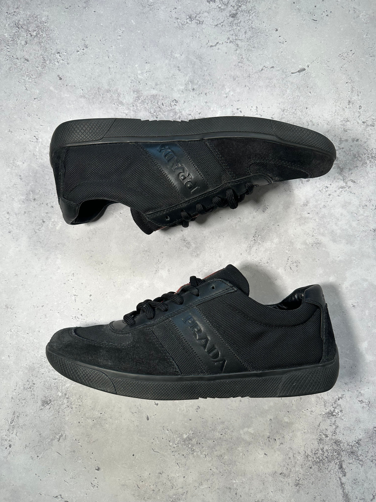 Prada Linea Rossa 2000s Leather & Nylon Sneakers in Black (UK9-9.5/EU43/US10-10.5)