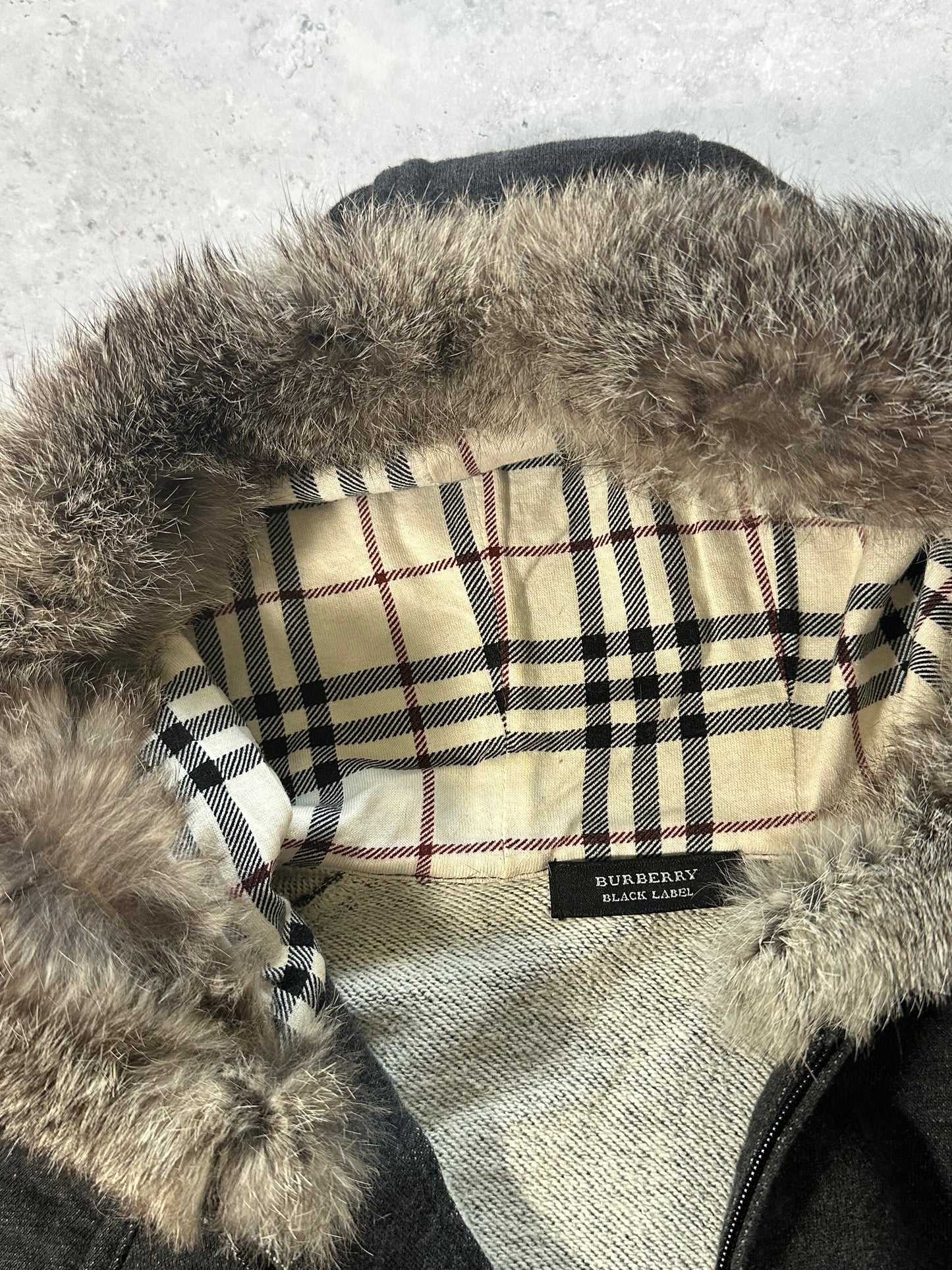 Burberry Black Label 2007 Fur Hood Zip Hoodie (S)