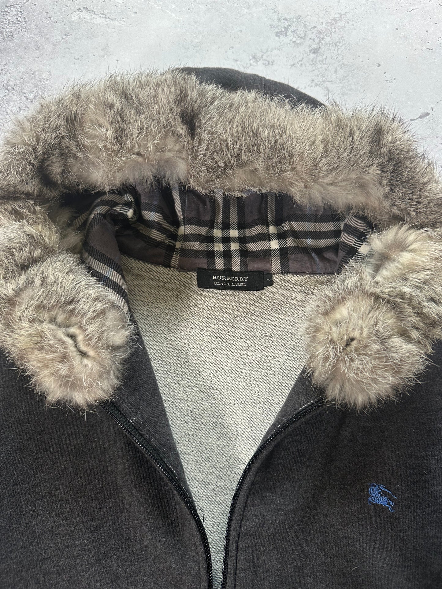 Burberry Black Label 2007 Fur Hood Zip Hoodie