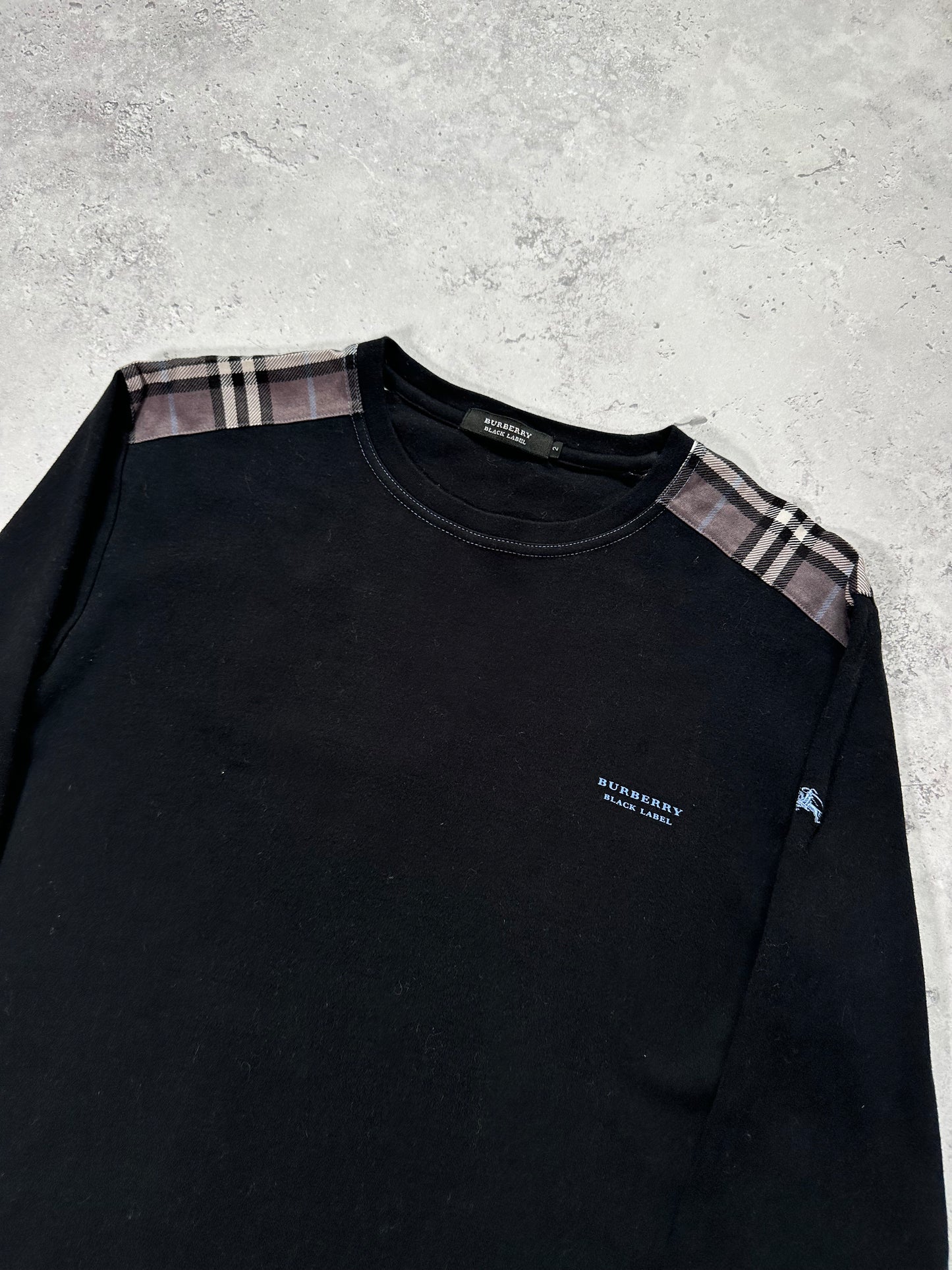 Burberry Black Label 2009 Shoulder Check Spellout Longsleeve T-shirt (S)