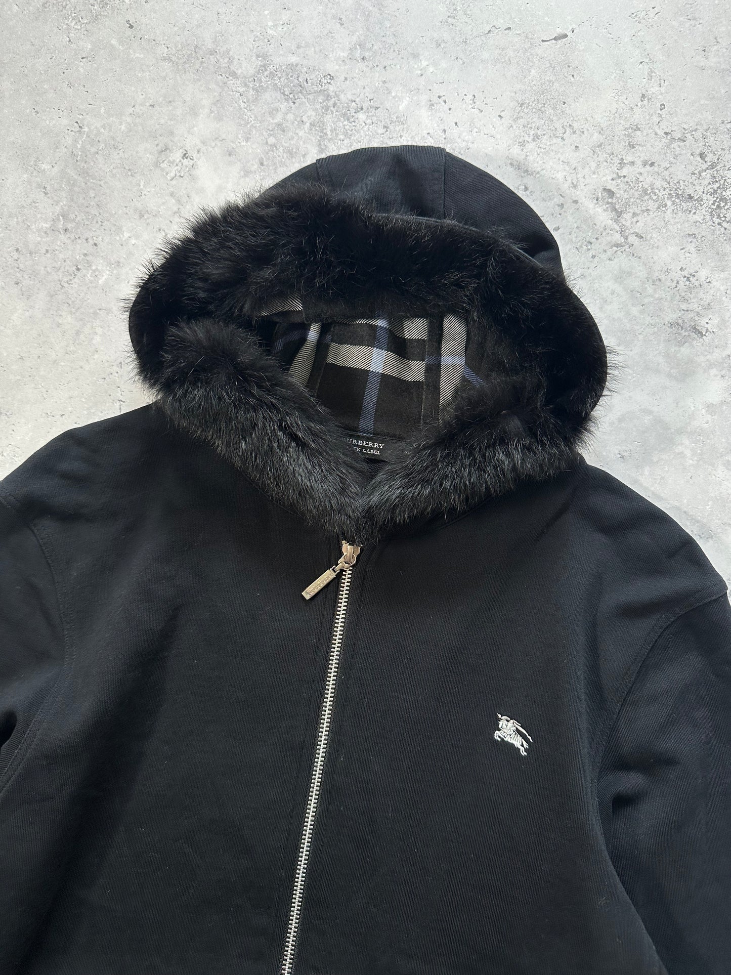 Burberry Black Label 2009 Fur Hood Zip Hoodie (S)