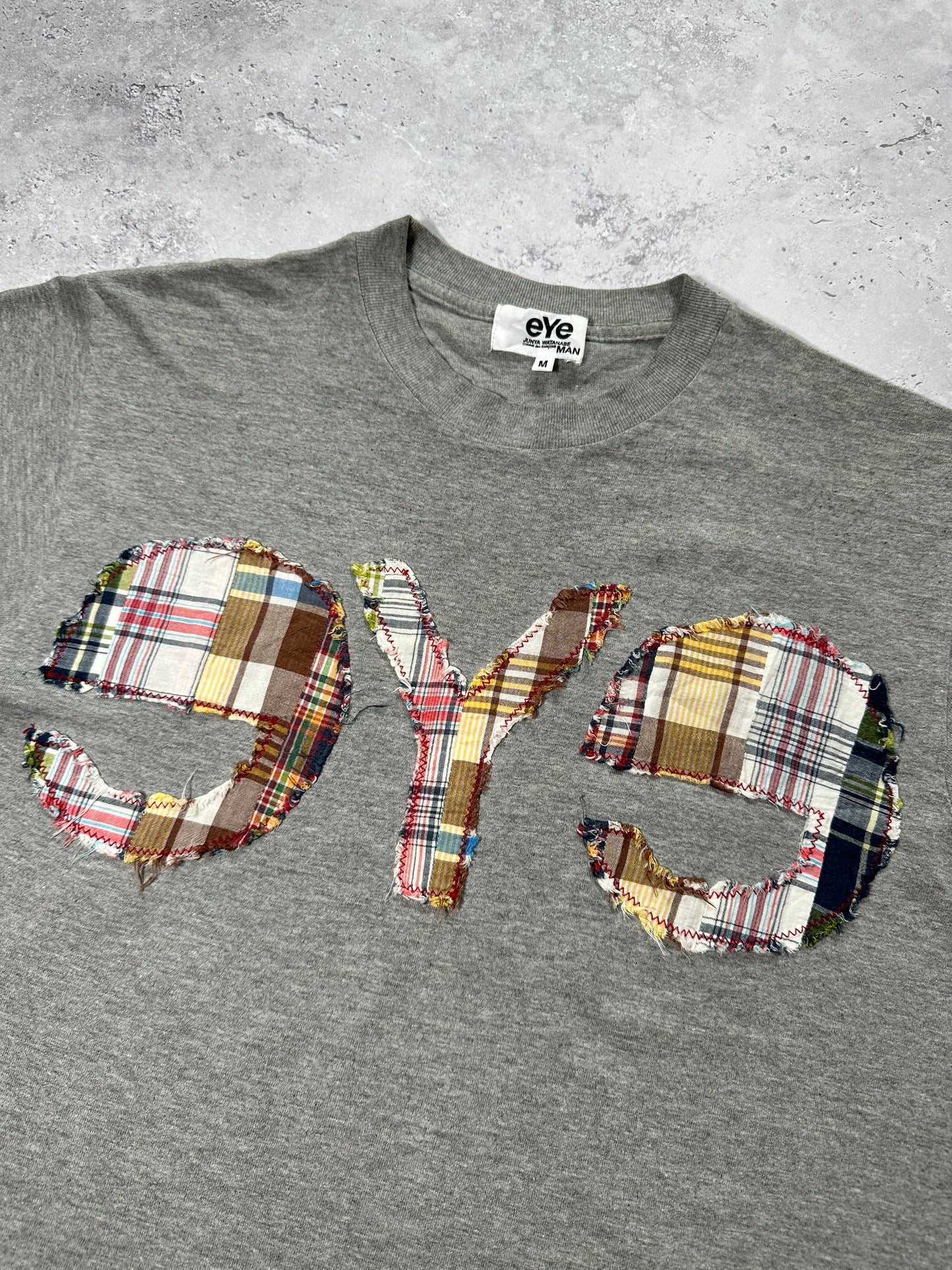 eYe Junya Watanabe MAN Comme des Garçons 2014-15 Plaid Distressed Spellout Tshirt (M)