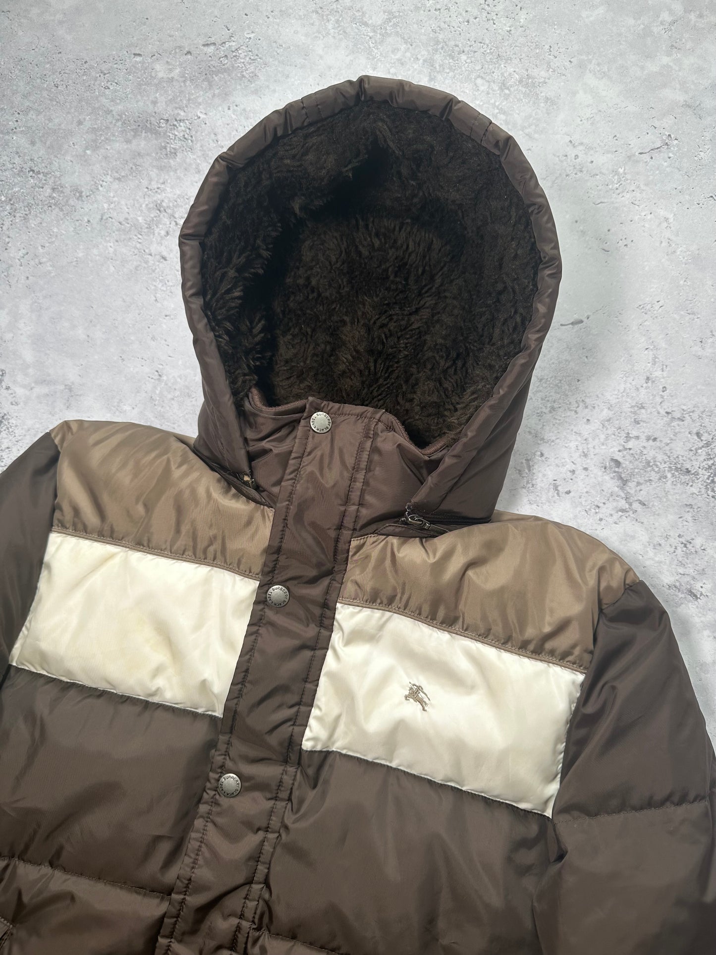 Burberry Blue Label 2007 Fleece Hood Down Jacket (M)