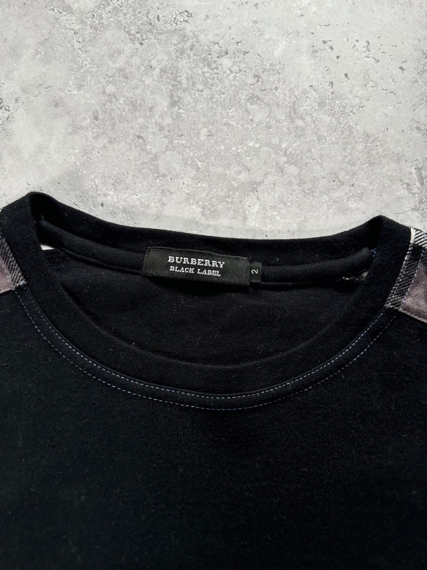 Burberry Black Label 2009 Shoulder Check Spellout Longsleeve T-shirt (S)
