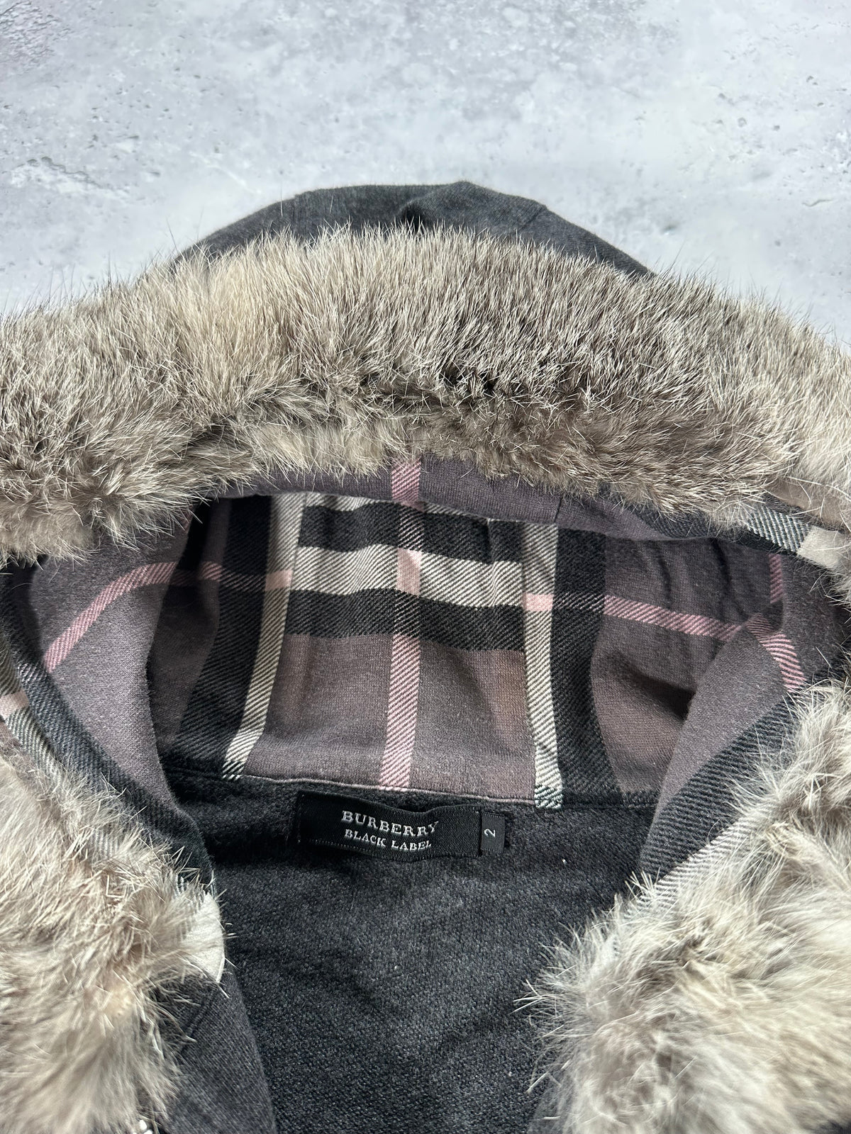 Burberry Black Label 2006 Fur Hood Zip Hoodie (S)
