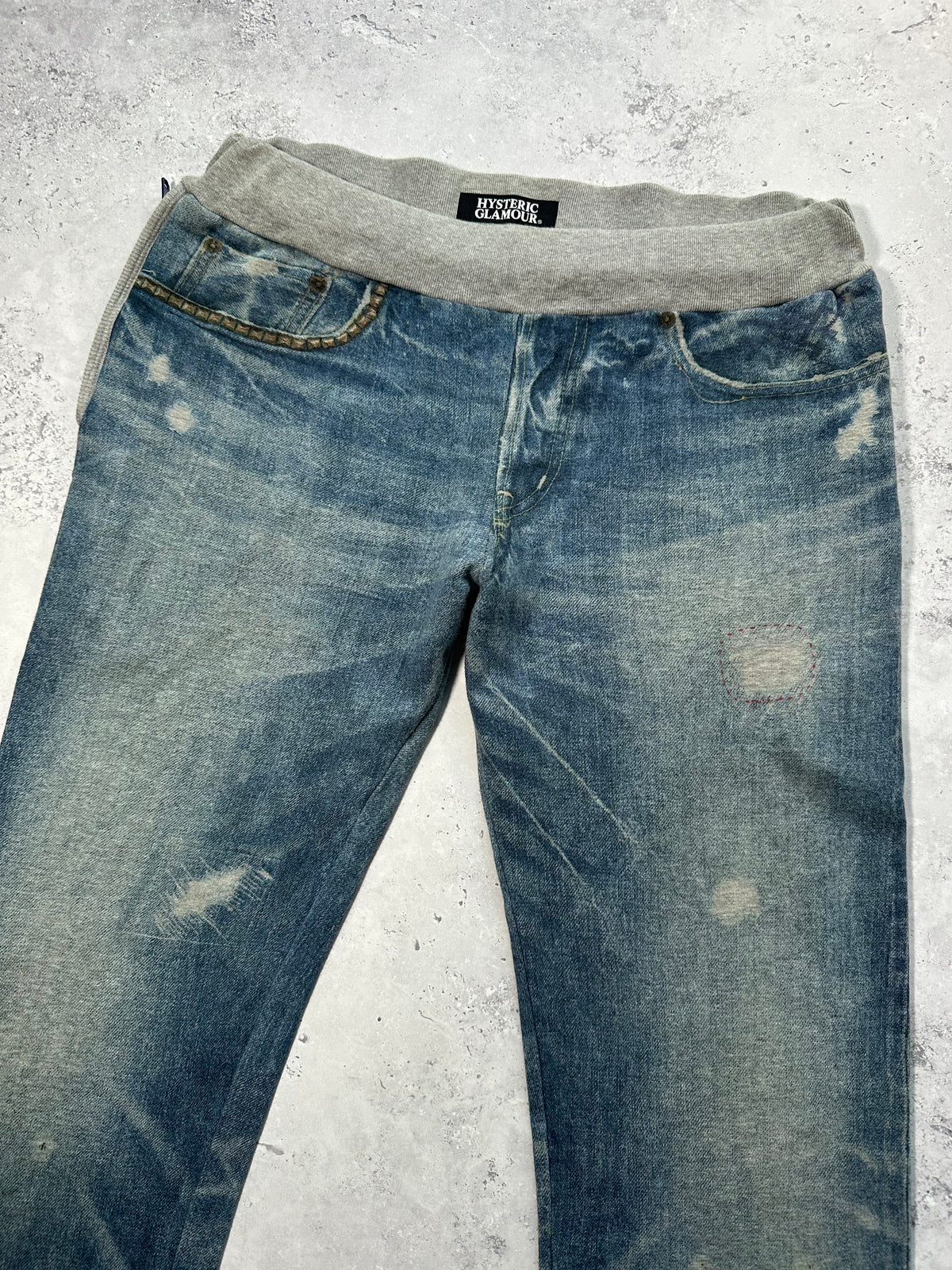 Hysteric Glamour Trompe L’oeil Studded Denim Effect Sweatpants (M)