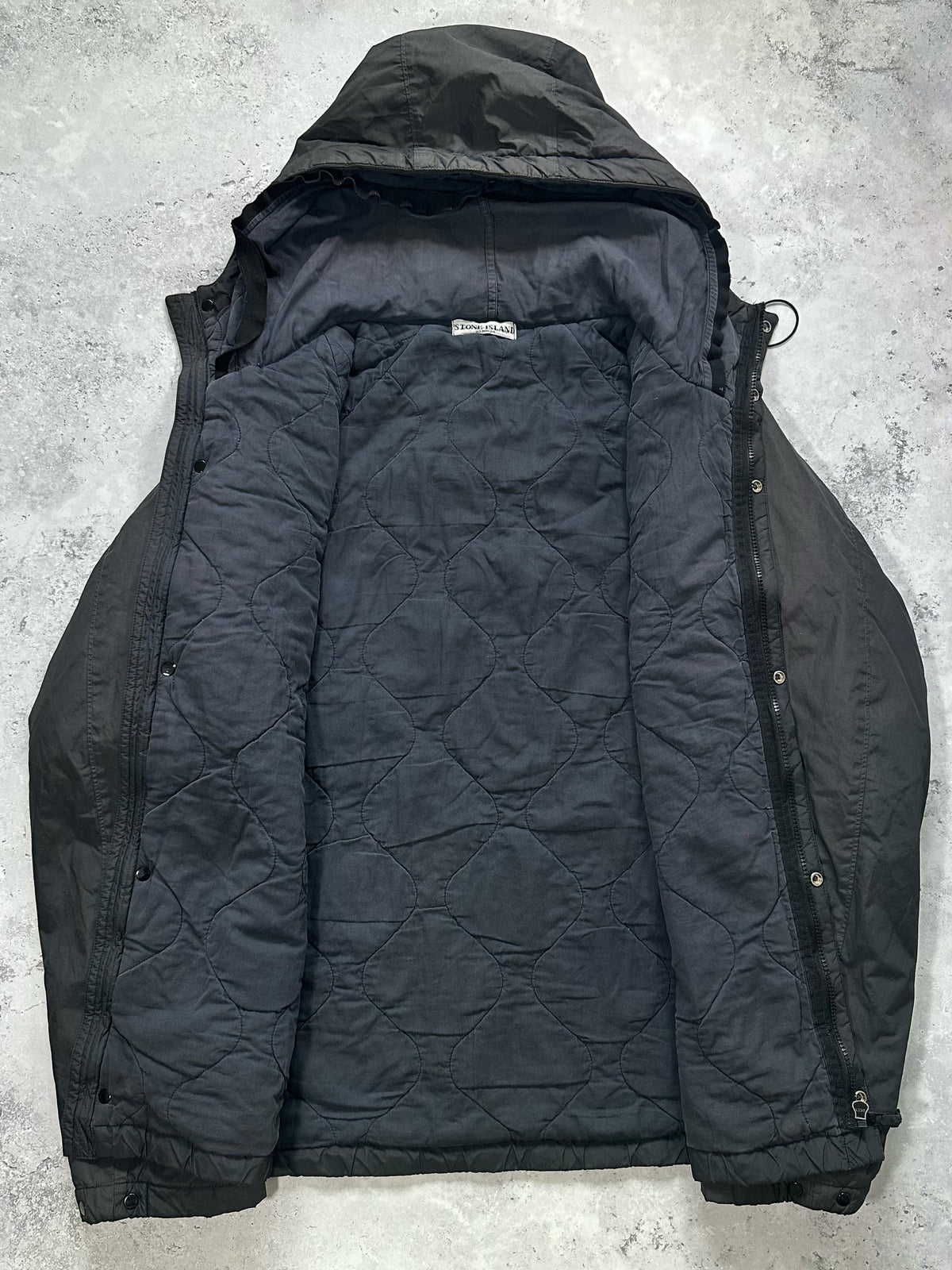 Stone Island AW2004 Quilted Nylon Double Hood Jacket by Paul Harvey (L-XL)