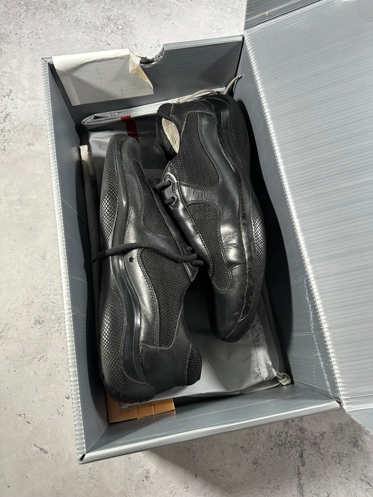 Prada Linea Rossa America’s Cup Sneakers in Black (fits UK8/EU42/ US9. Insole measures 27.5cm)