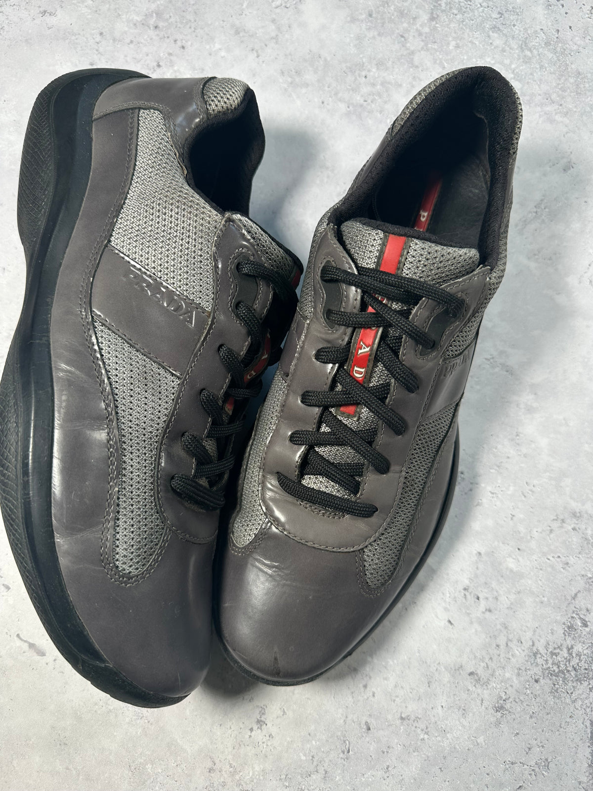 Prada Linea Rossa America’s Cup Sneakers in Patent Grey (fits UK9-9.5/EU43-44/US10-10.5)