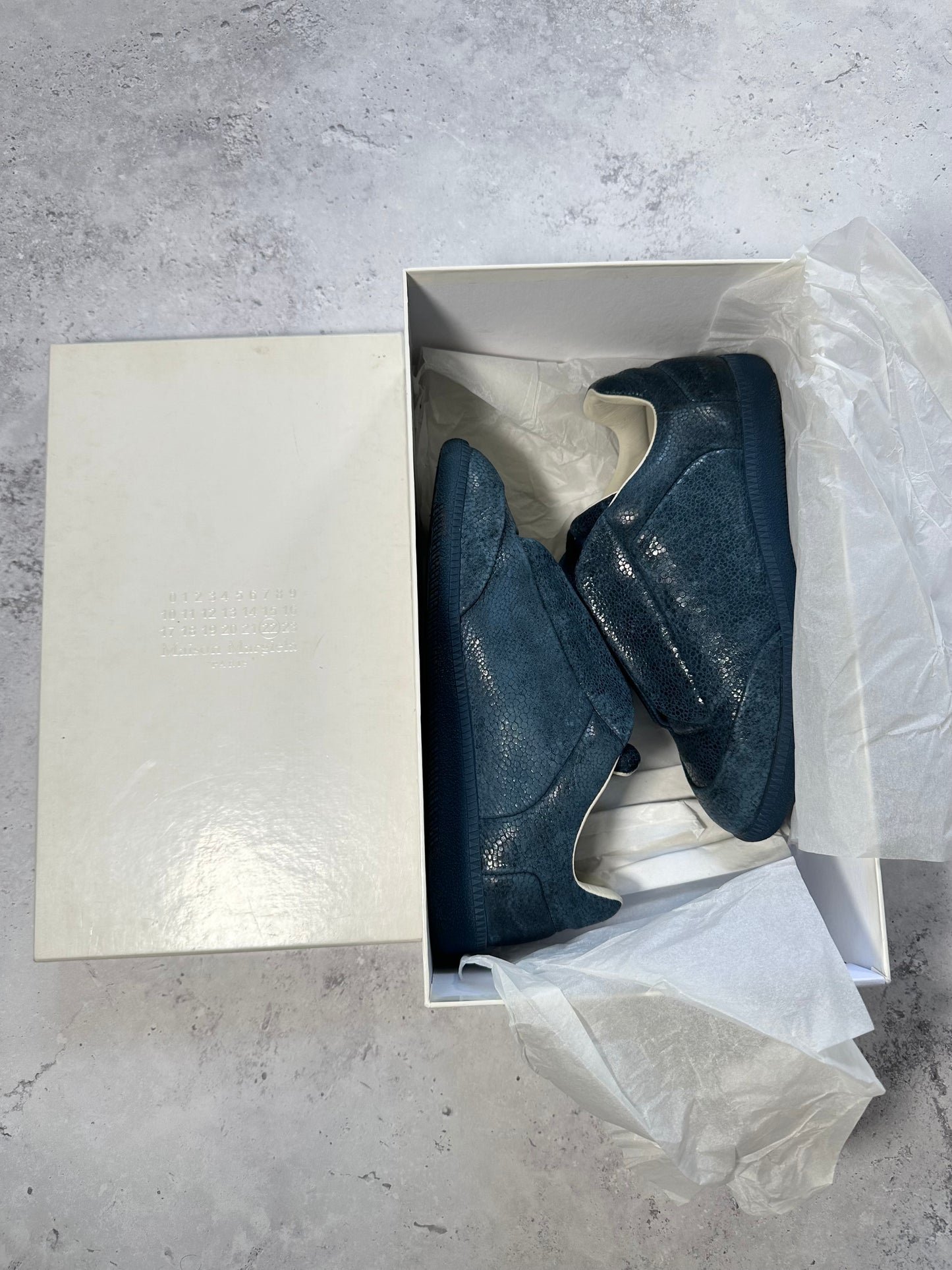 Maison Margiela 2016 Future Low Embossed Leather Sneakers