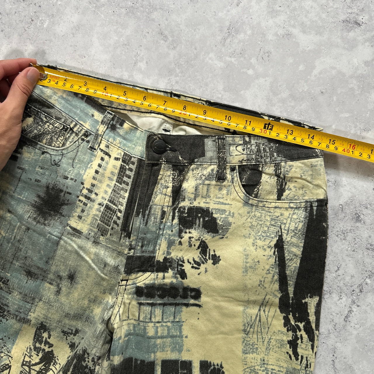 Roberto Cavalli 2004 ‘New York City’ Print Bootcut Jean
