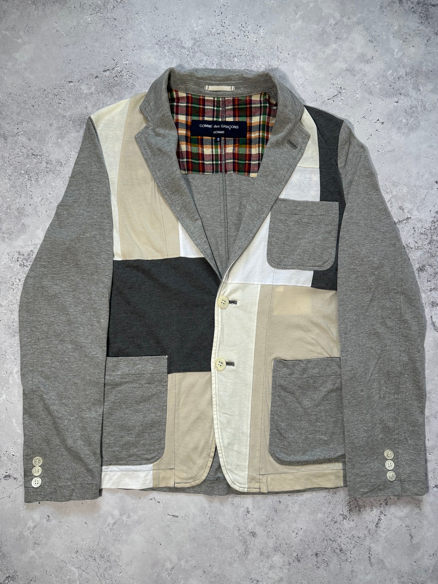 Comme des Garçons Homme SS2008 Patchwork Jersey Blazer (S)