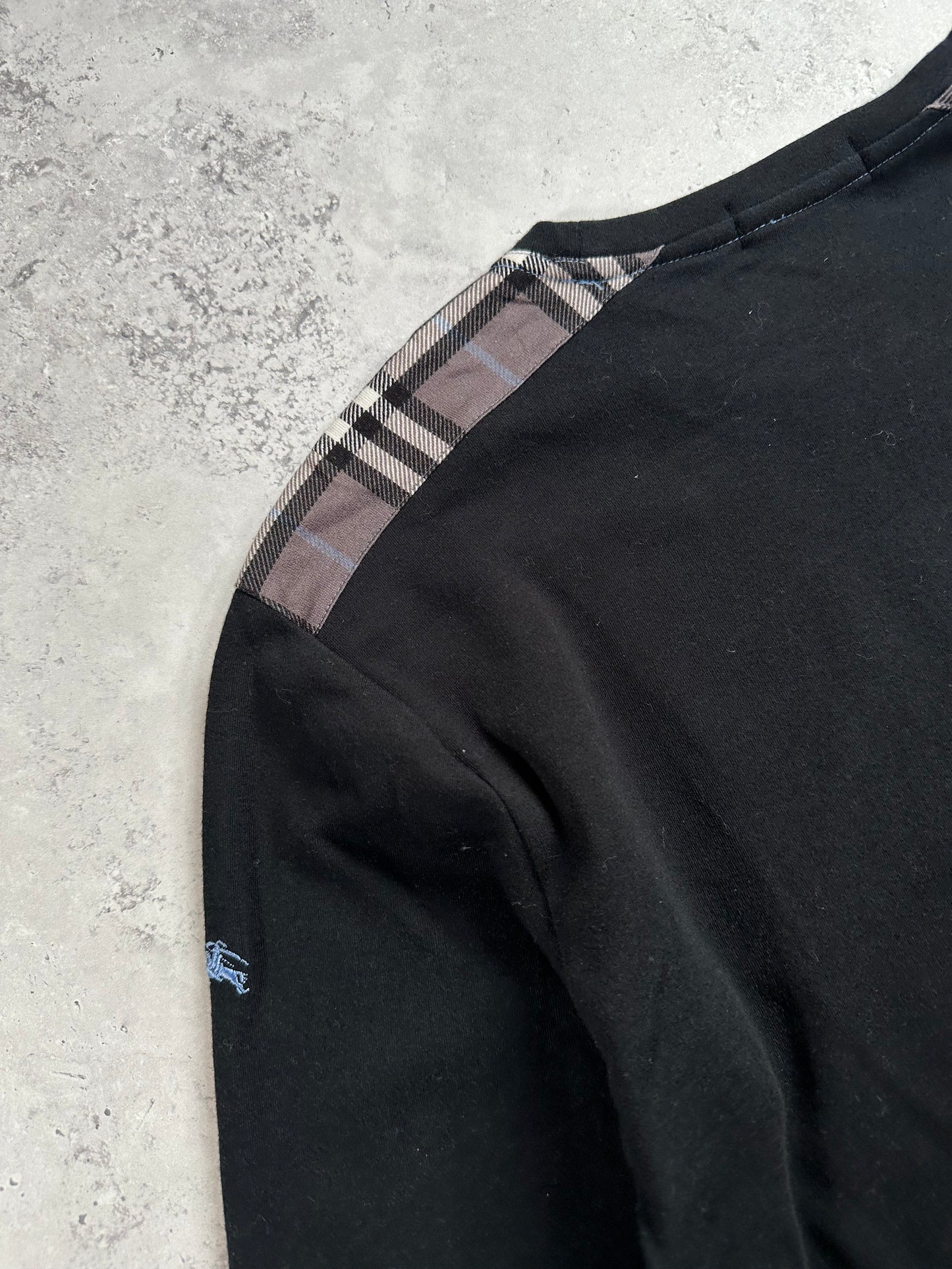 Burberry Black Label 2009 Shoulder Check Spellout Longsleeve T-shirt (S)