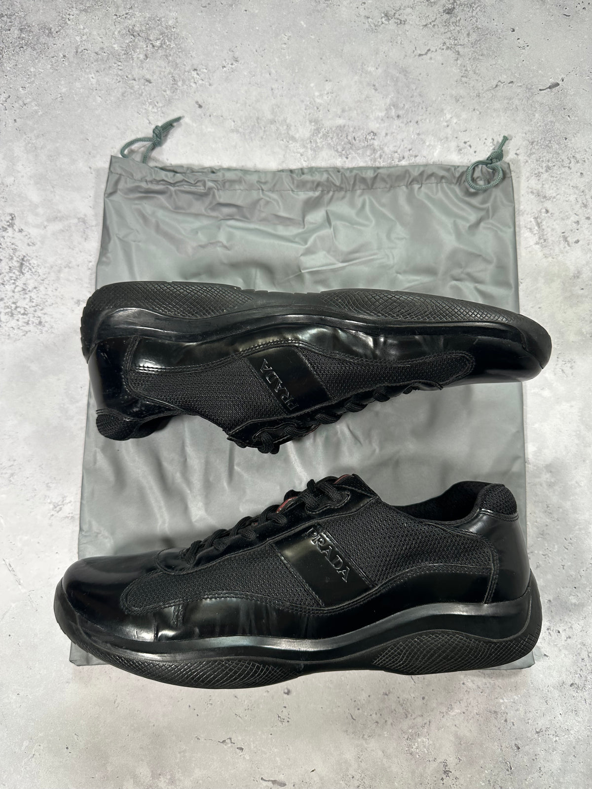 Prada Linea Rossa America’s Cup Sneakers in Patent Black (fits UK11/EU45/ US12)