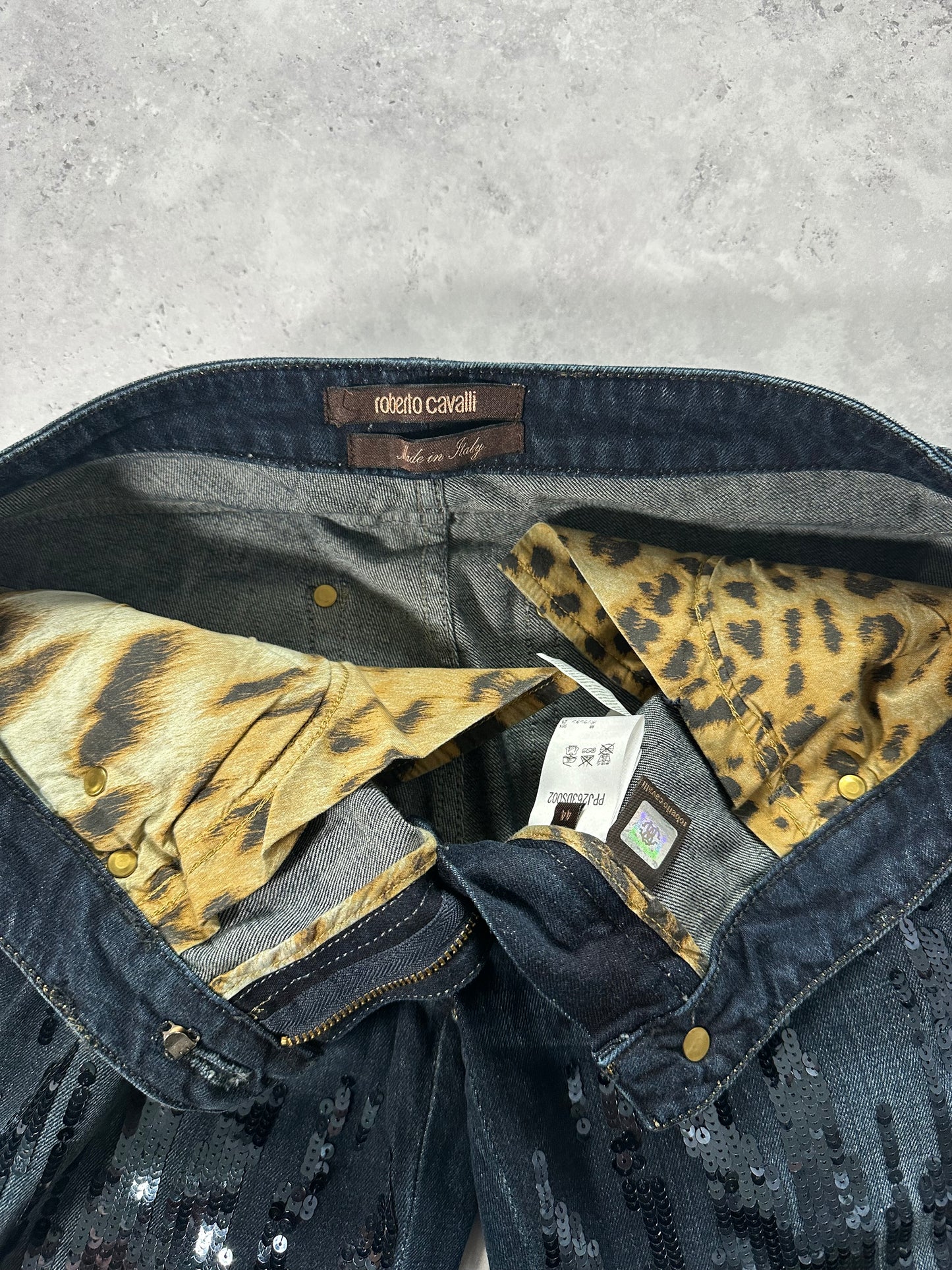 Roberto Cavalli 2010s Sequinned Denim Jeans (W28)