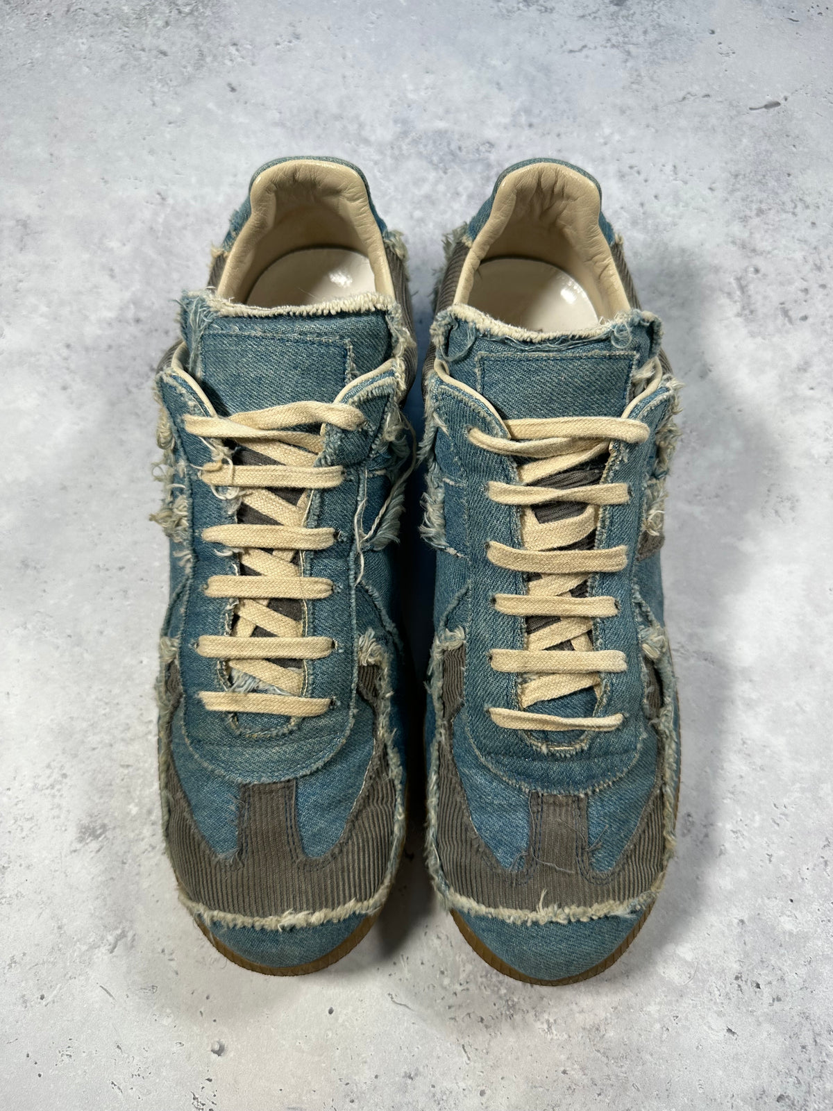 Maison Margiela 2017 Denim Corduroy Patchwork GAT Sneakers (EU44 / UK10 / US11)