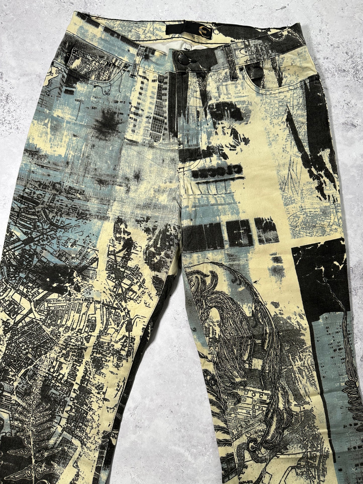 Roberto Cavalli 2004 ‘New York City’ Print Bootcut Jean