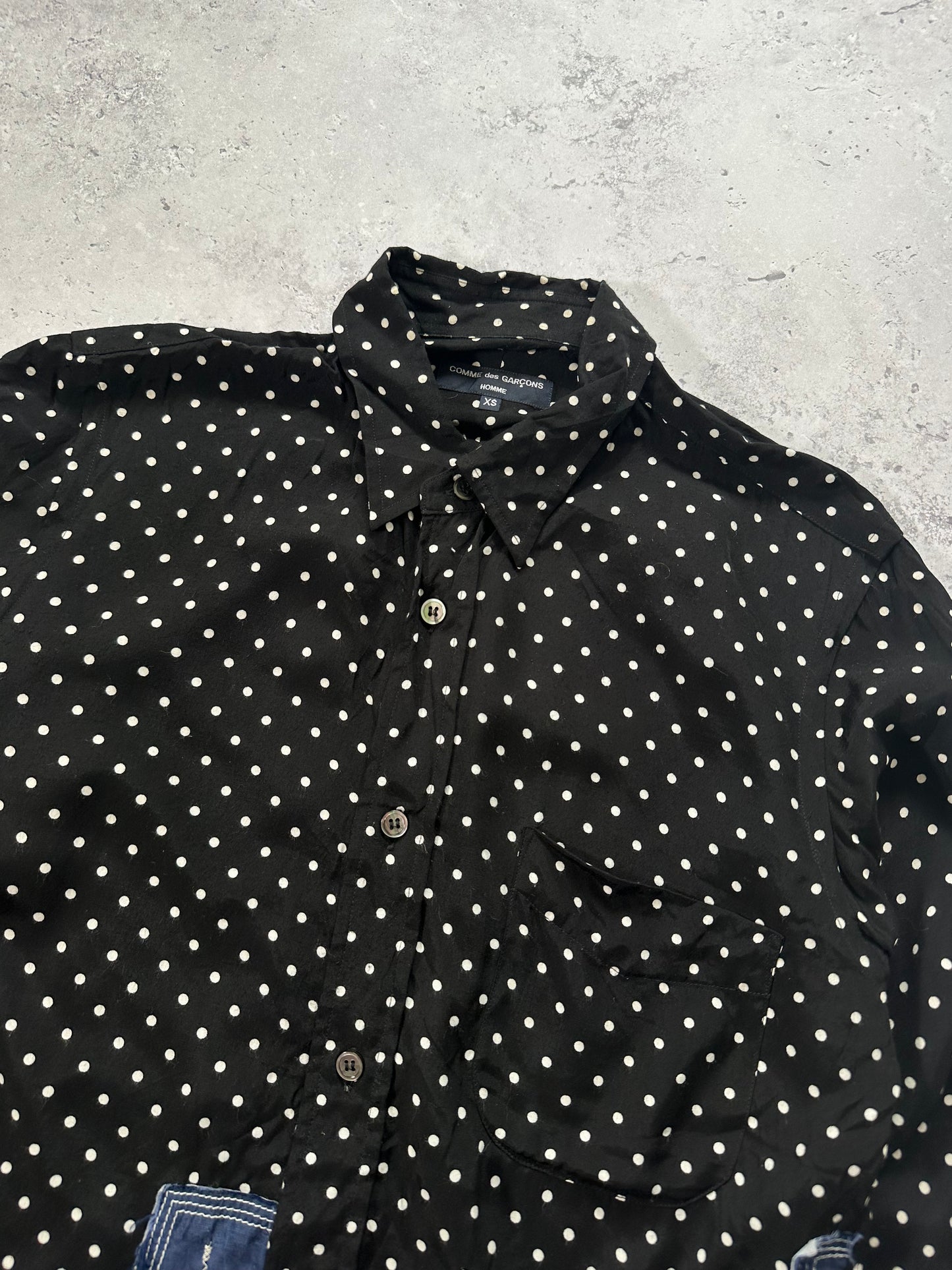 Comme des Garçons Homme AD2014 Polkadot Patchwork Longsleeve Shirt (S)