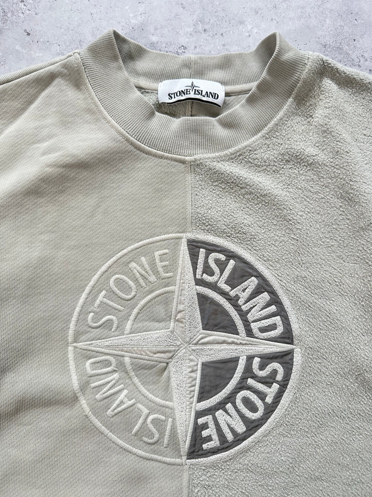 Stone Island AW2019 Old Dye Embroidered Compass Logo Sweatshirt (M)
