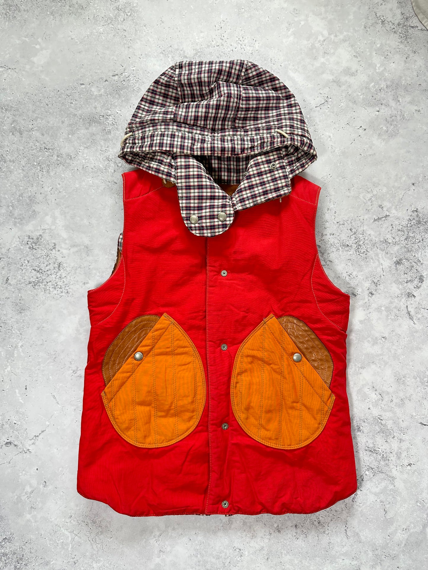 Junya Watanabe MAN Comme des Garçons 2009 Plaid Reversible Hooded Vest (XS-S)