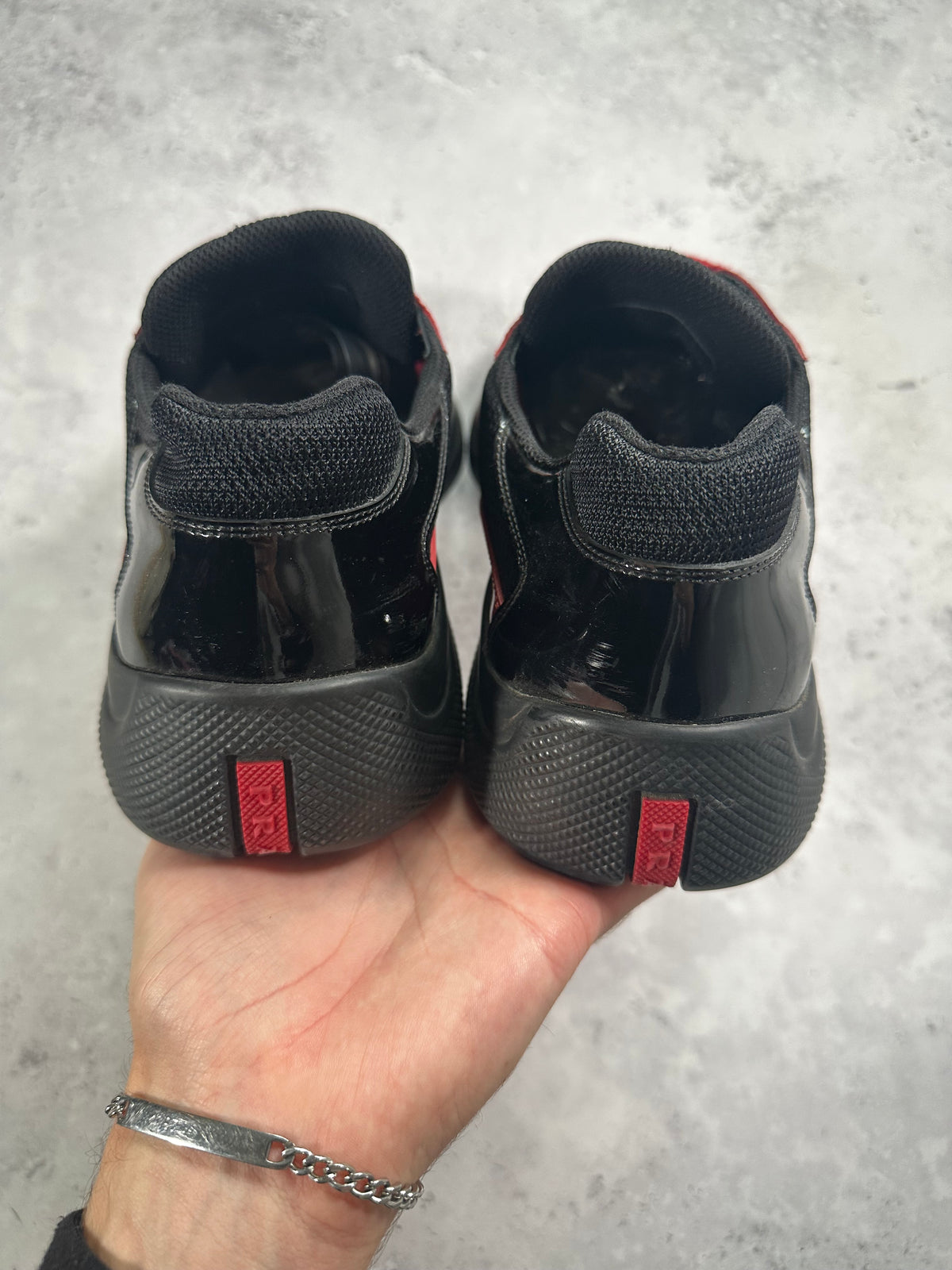 Prada America’s Cup 2022 Patent Leather Sneakers in Red & Black (UK11.5/US12.5/EU46)