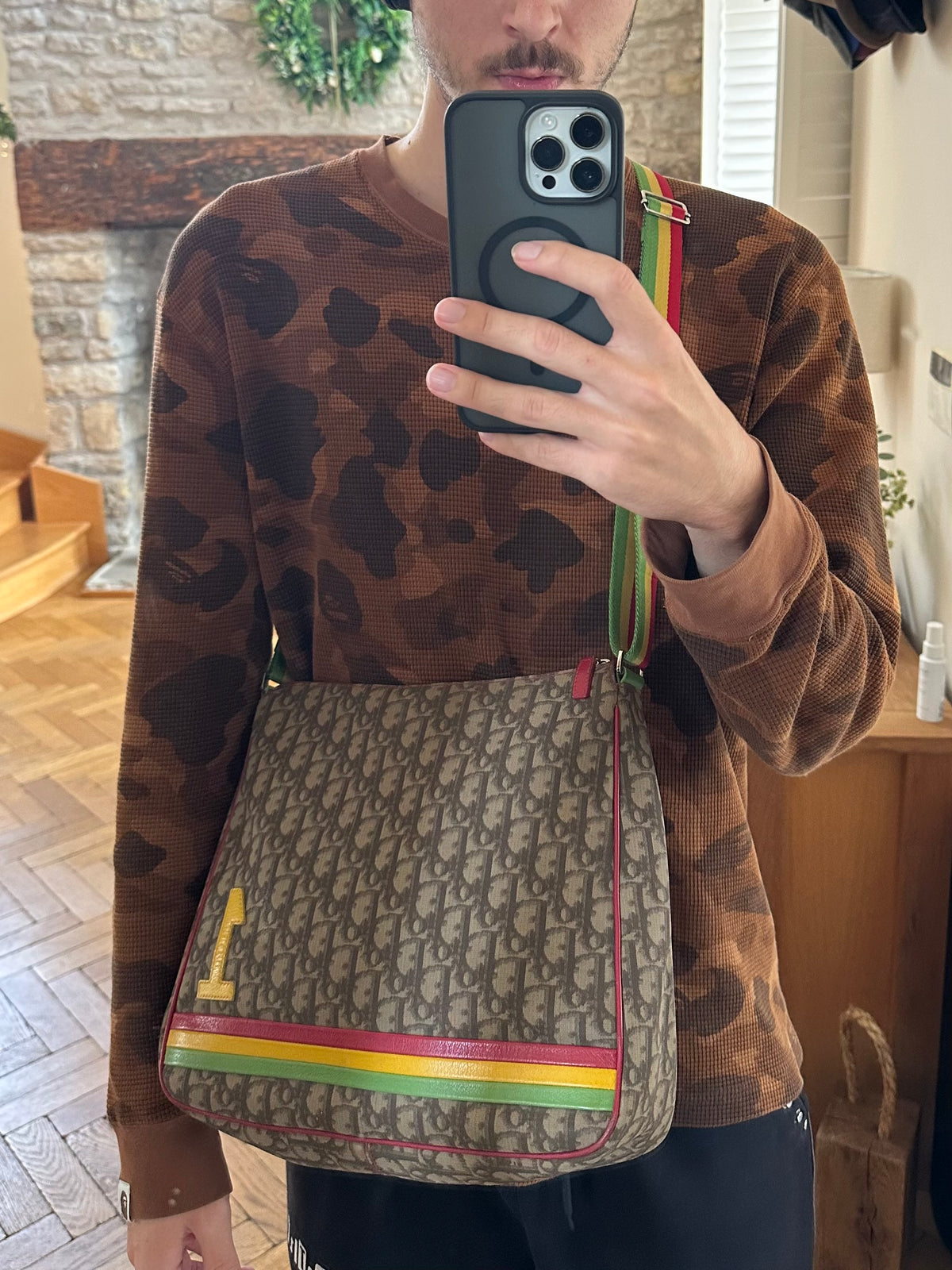 Christian Dior 2004 Rasta Trotter Monogram Messenger Bag by John Galliano